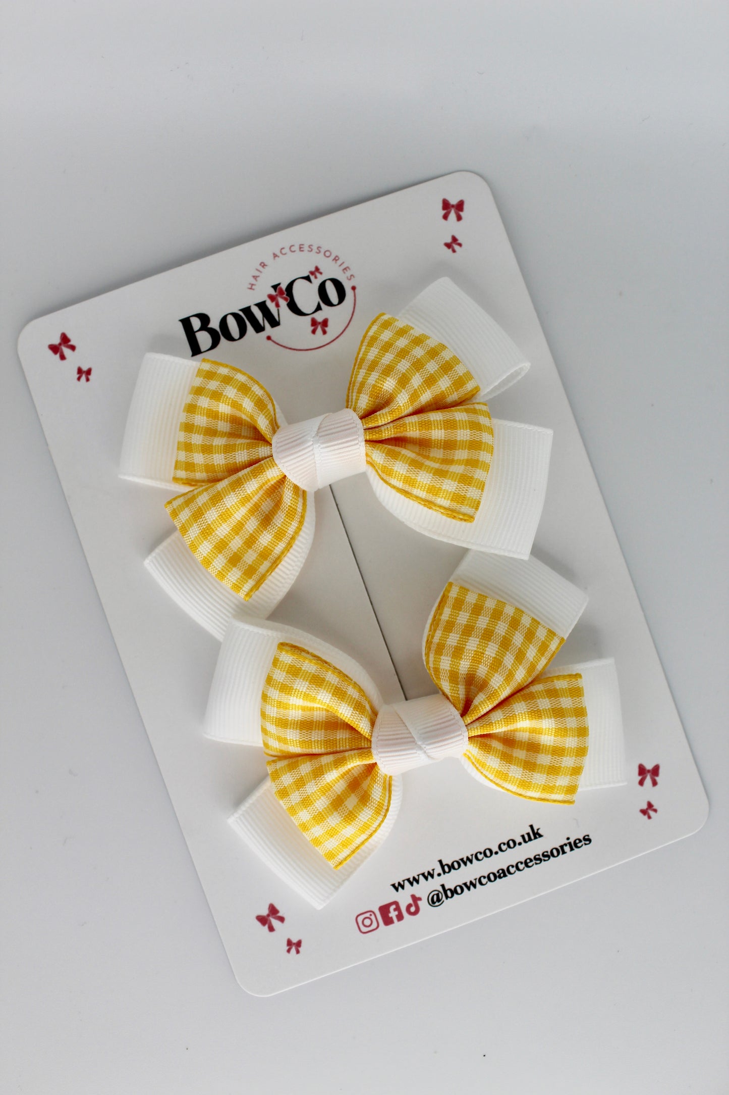 Layer Bow Set - Yellow Gingham - Clip