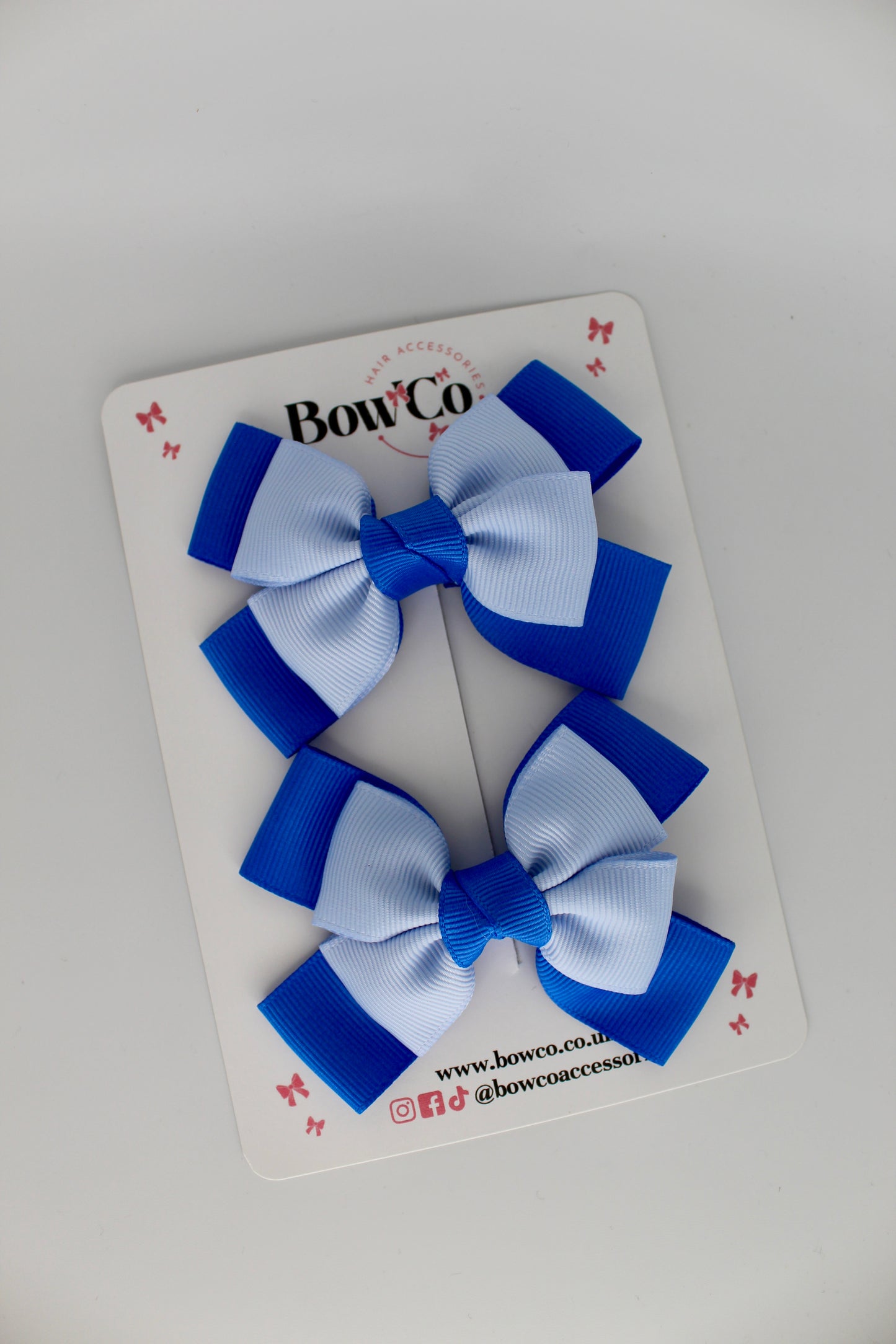 Layer Bow Set - Clip - Royal Blue and Bluebell