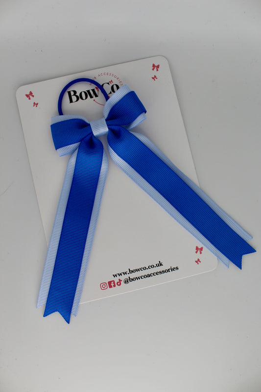 Tuxedo Tails Bow - Elastic - Royal Blue and Bluebell