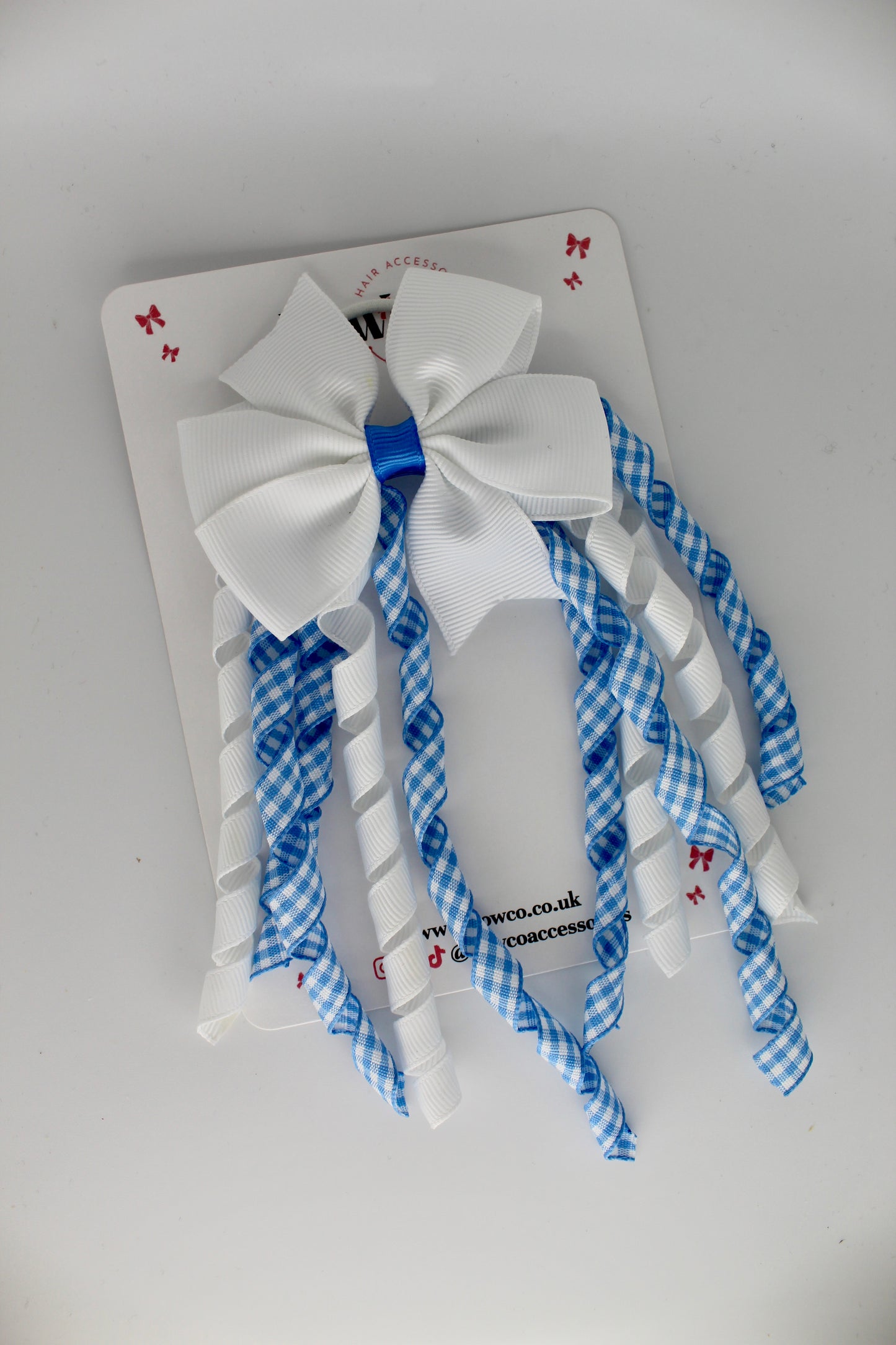 Pinwheel Corker Bow - Light Blue Gingham - Elastic
