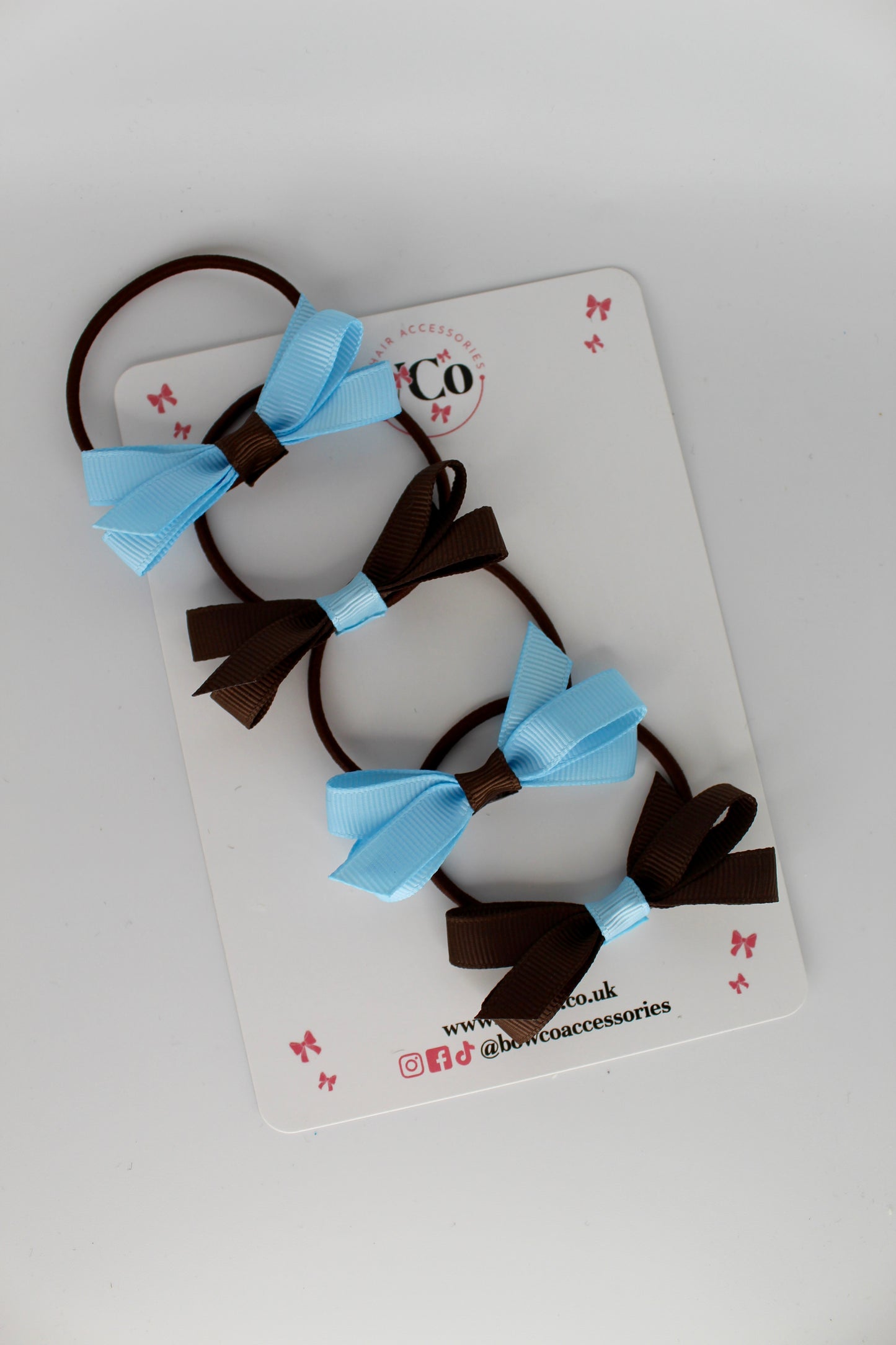 Ballerina Bows - Set of 4 - Elastic - Blue Topaz and Brown