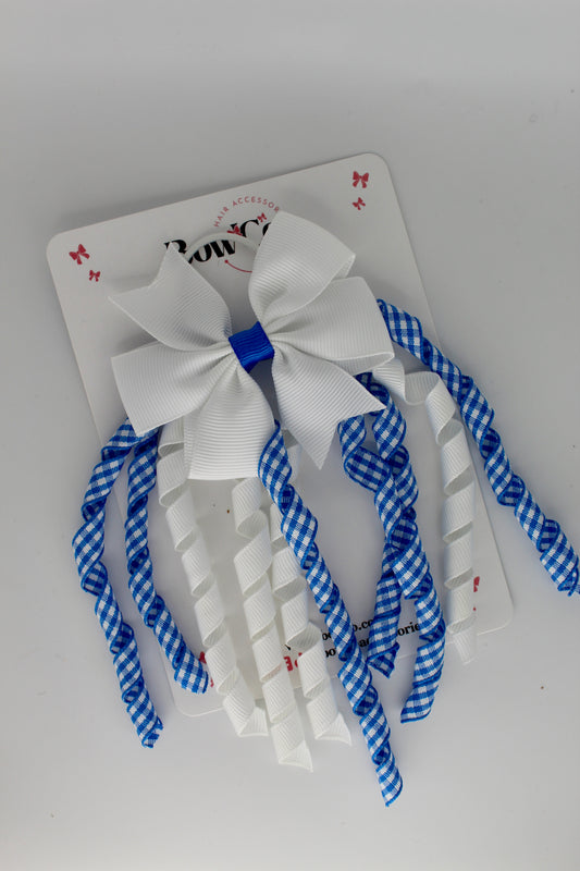 Pinwheel Corker Bow - Royal Blue Gingham - Elastic