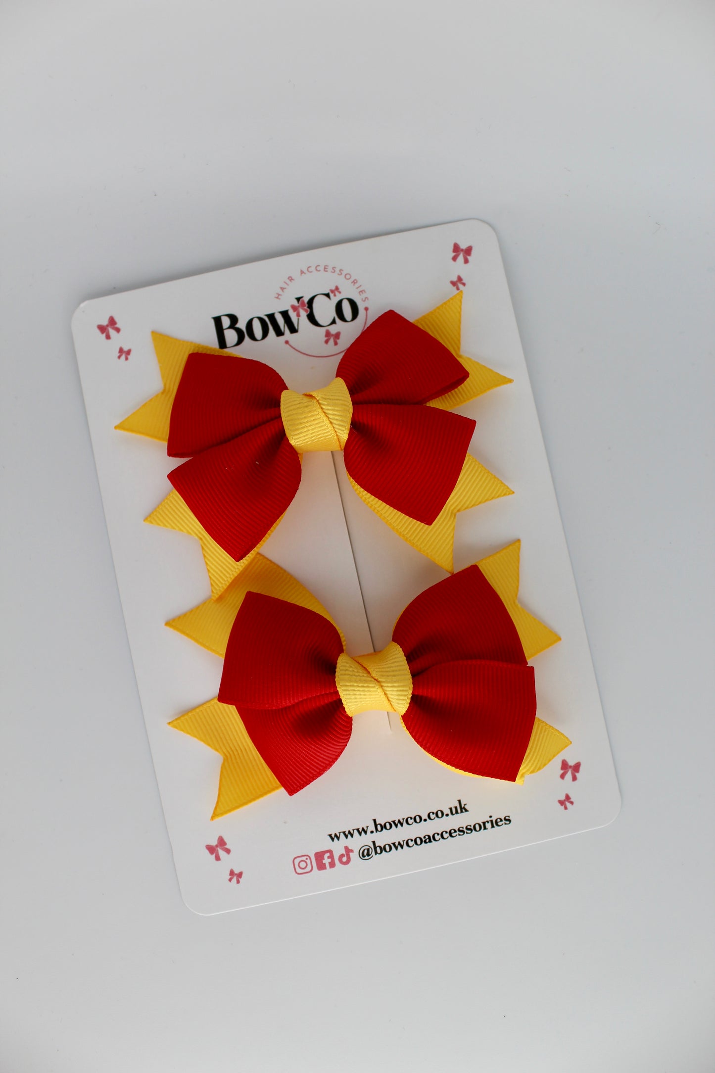 Knot Bow Set - Clip - Red and Yellow Gold