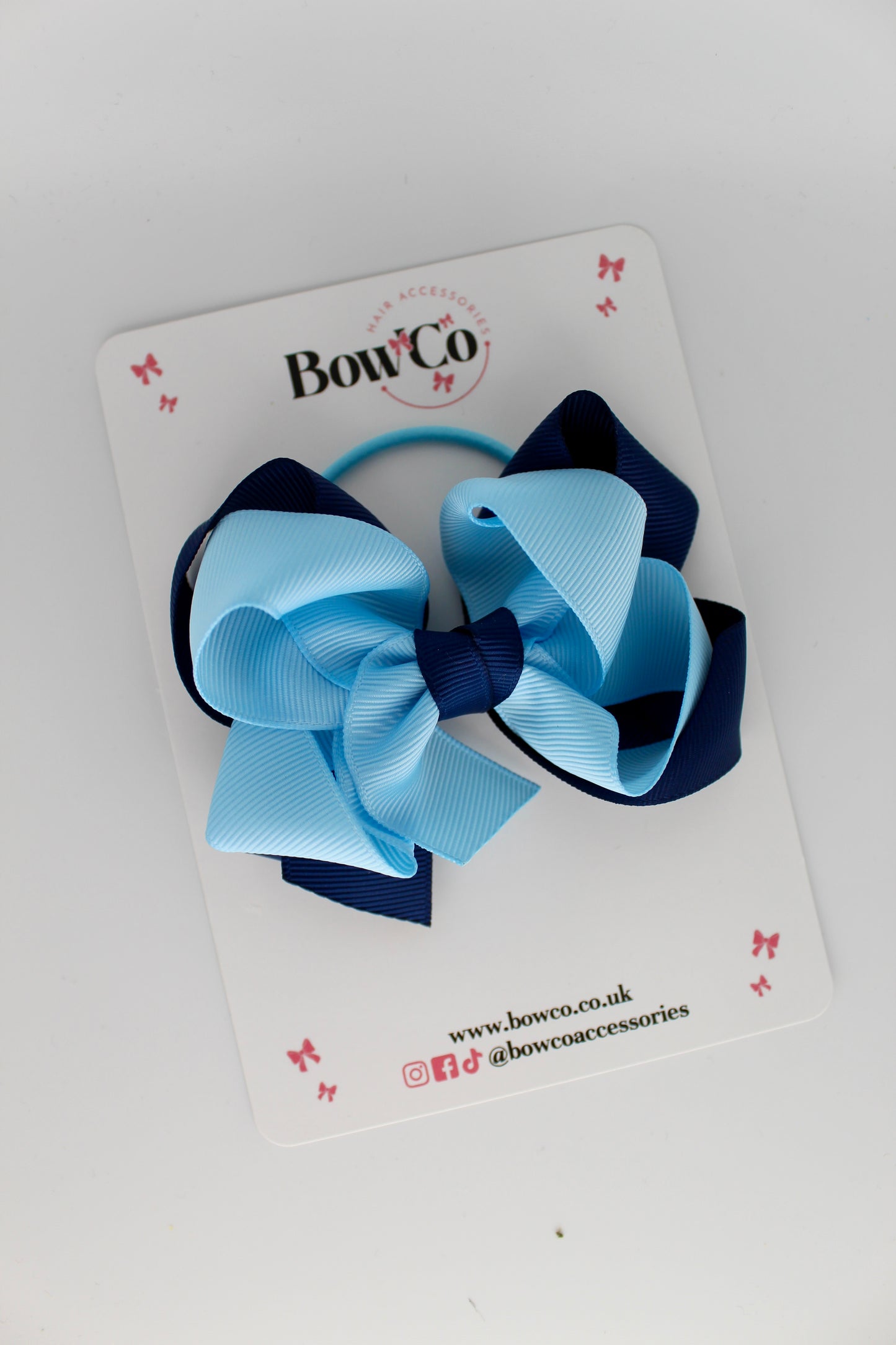 Double Loop Bow - Elastic - Navy Blue and Blue Topaz