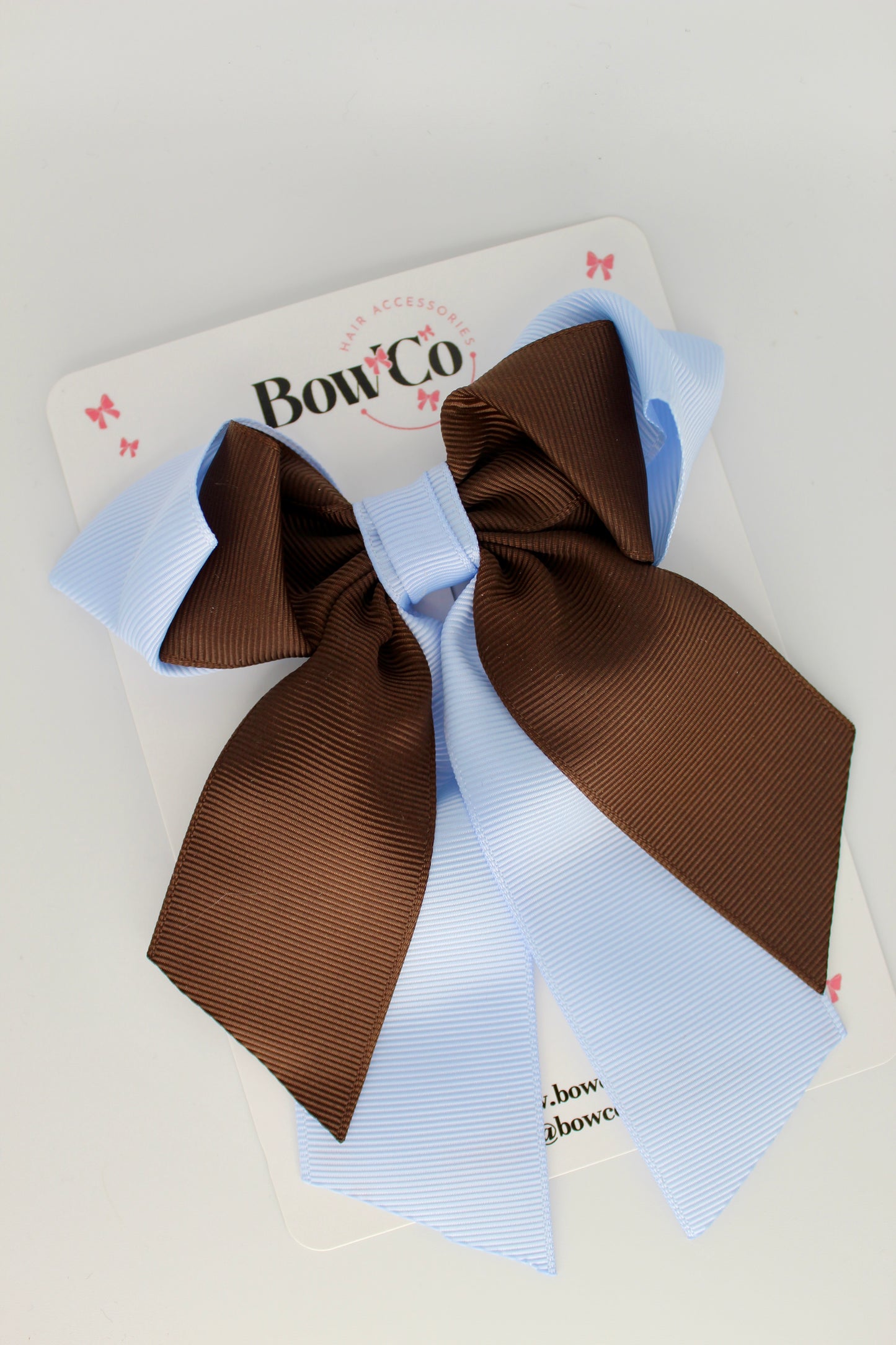 Layer Loop Tail Hair Bow - Clip - Bluebell and Brown