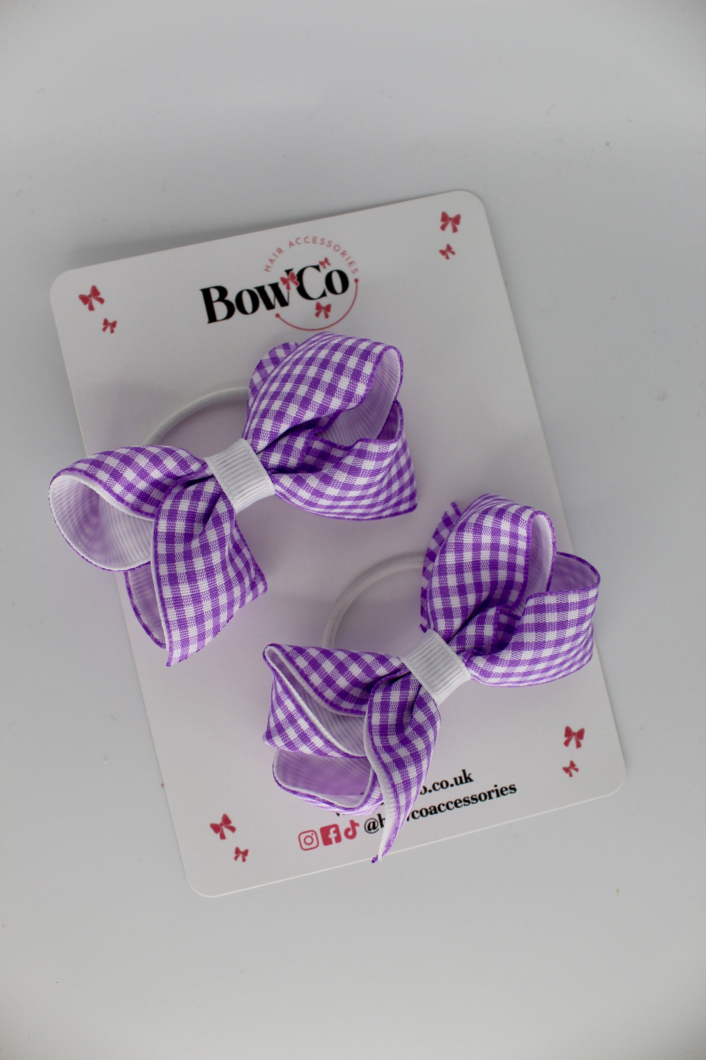 Loop Bow Set - Lilac Gingham - Elastic