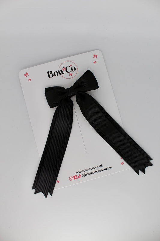 Tuxedo Tails School Hair Bow – Clip - Black
