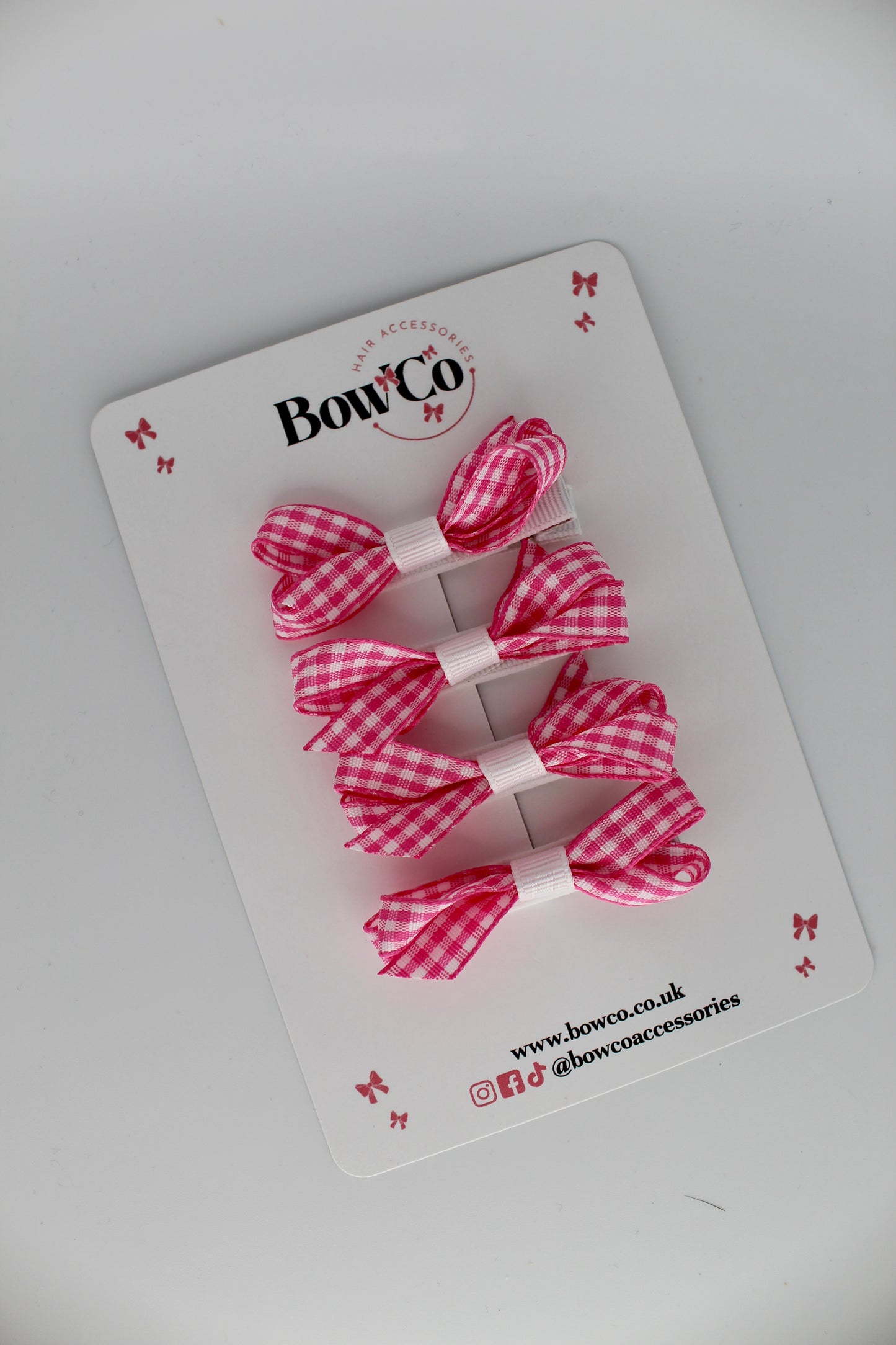 Ballerina Bow Bundle Set of 4 - Pink Gingham - Clip
