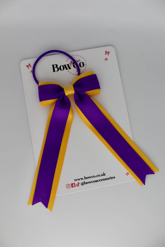 Tuxedo Tails Bow - Elastic - Purple and Yellow Gold