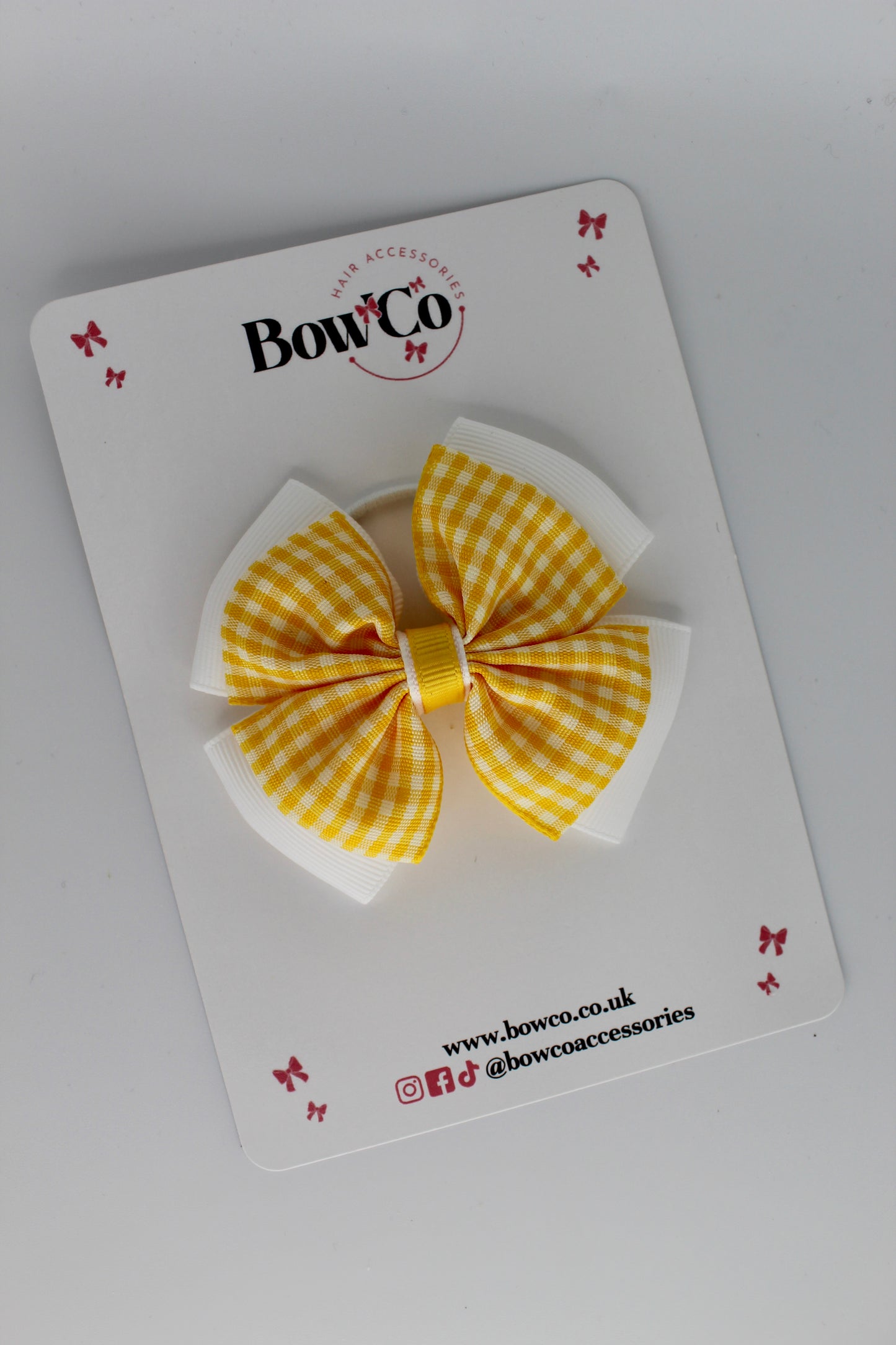 Layer Edge Bow - Yellow Gingham - Elastic