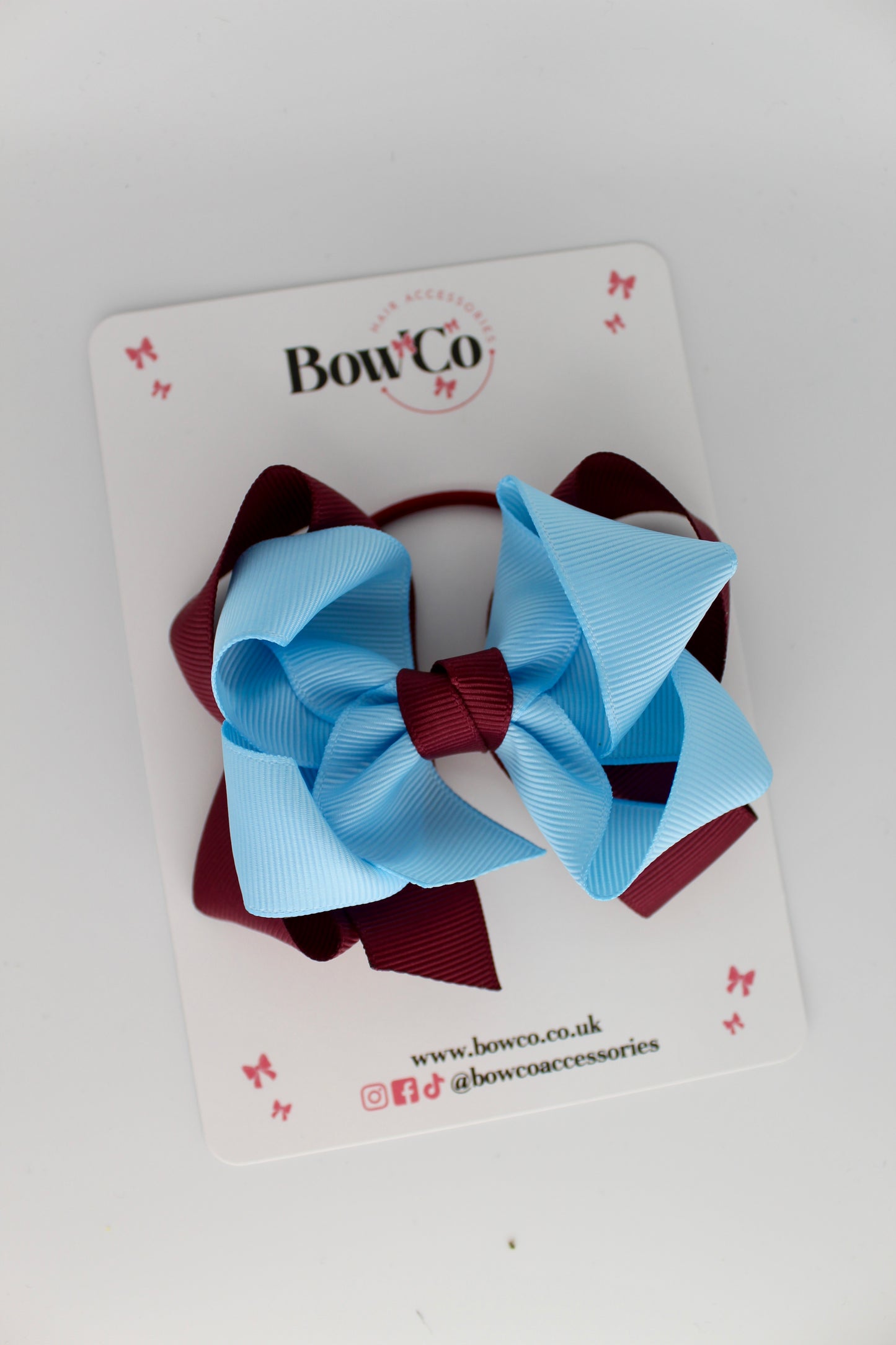 Double Loop Bow - Elastic - Burgundy and Blue Topaz