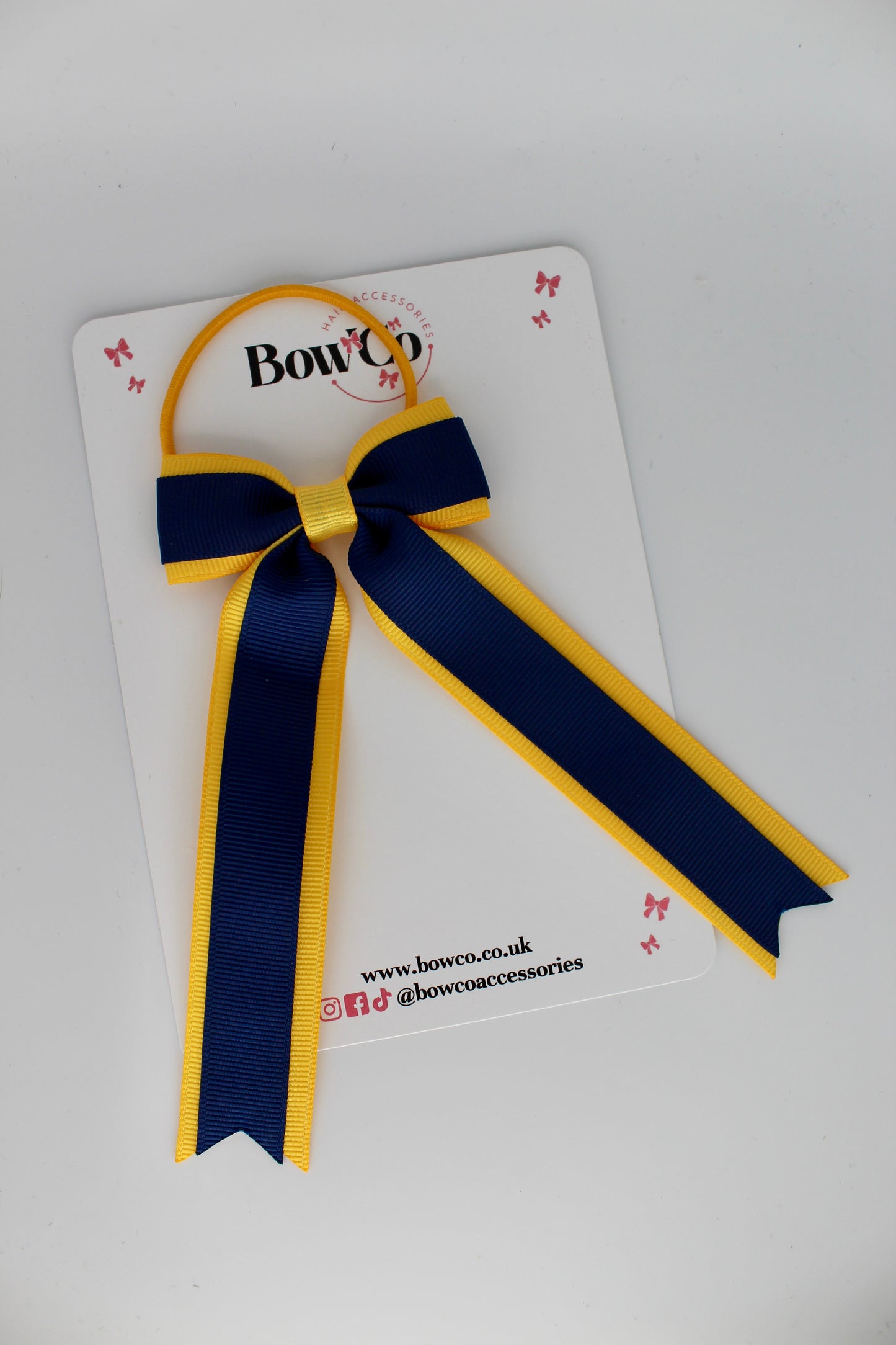 Tuxedo Tails Bow - Elastic - Navy Blue and Yellow Gold