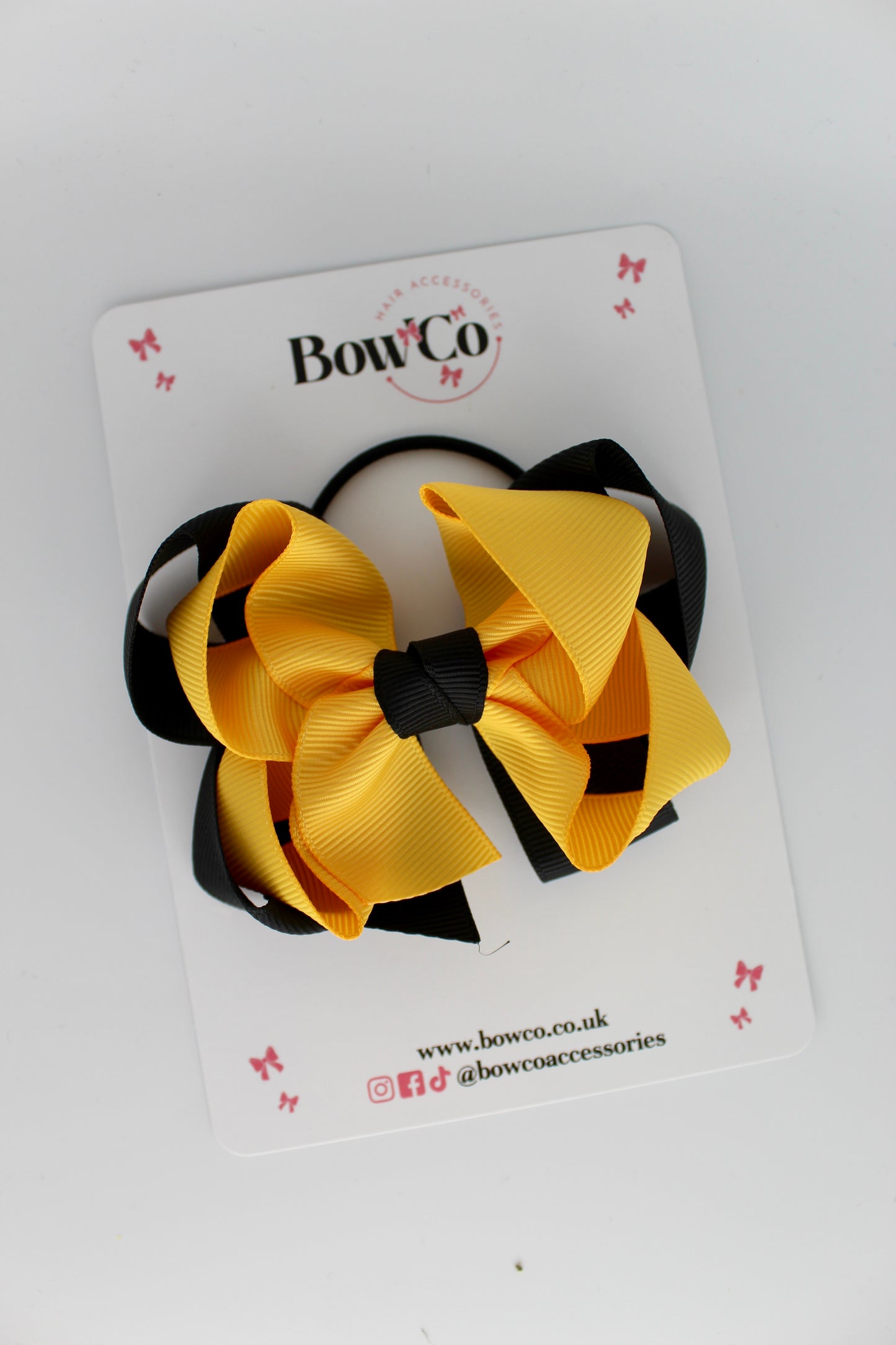 Double Loop Bow - Elastic - Black and Yellow Gold