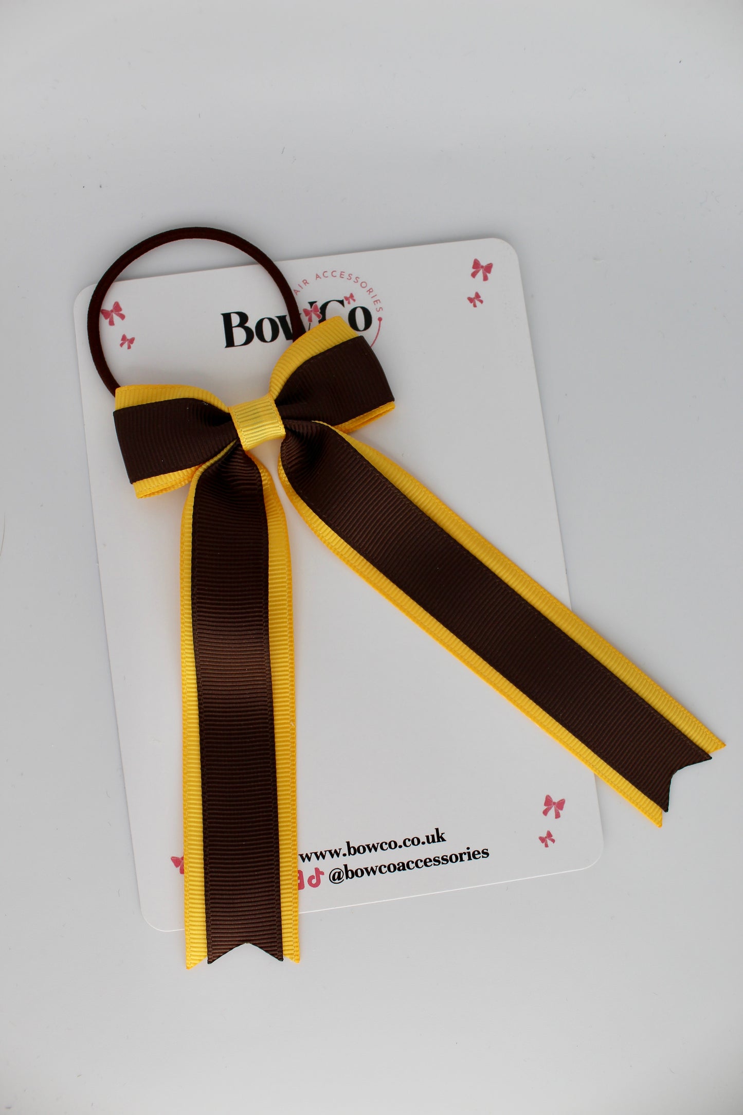 Tuxedo Tails Bow - Elastic - Brown and Yellow Gold
