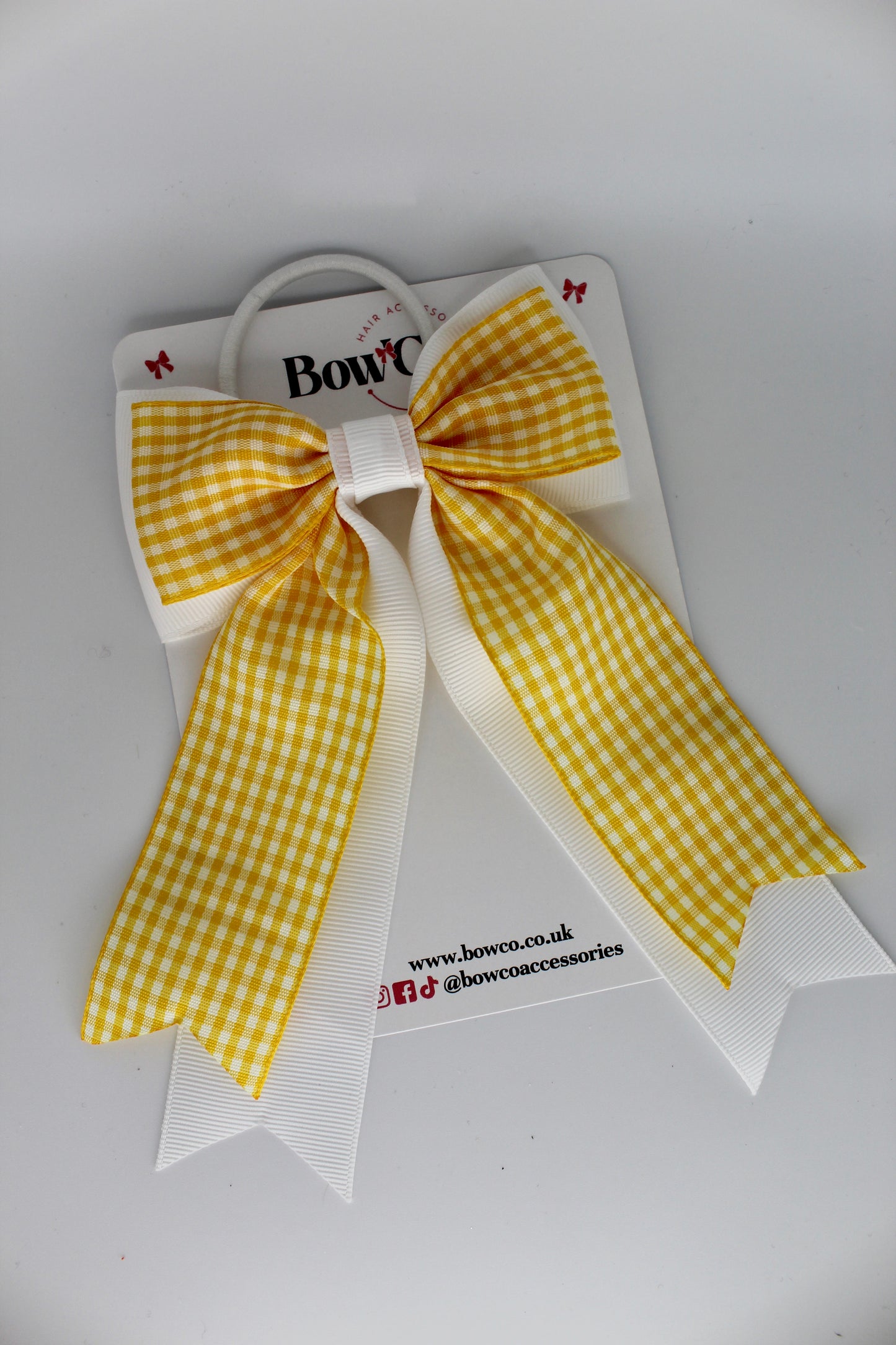 Classic Tail Bow - Yellow Gingham - Elastic