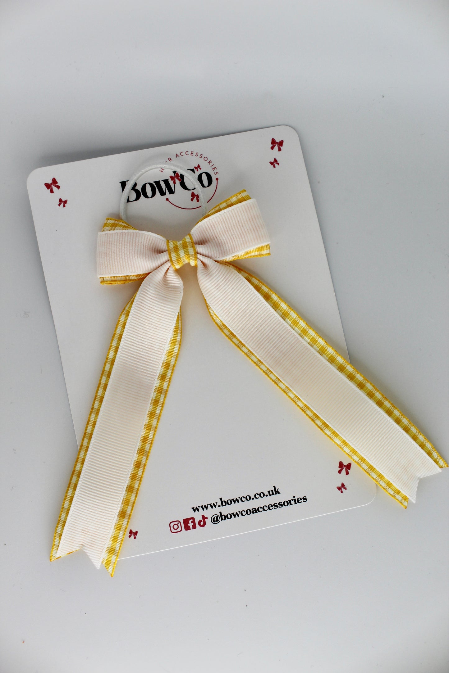 Tuxedo Tail Bow - Yellow Gingham - Elastic