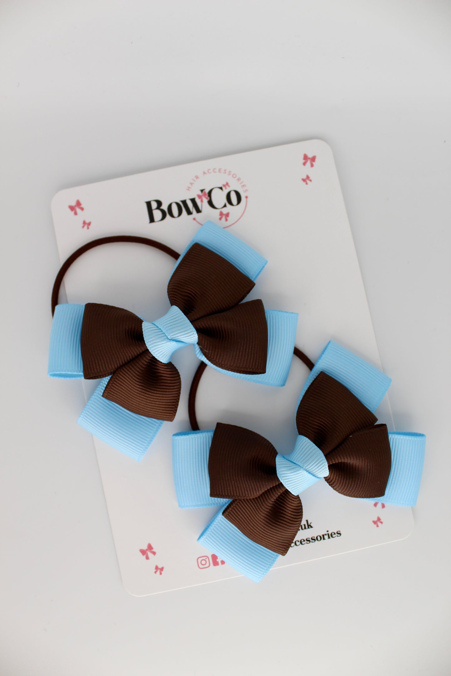 Layer Bow Set - Elastic - Blue Topaz and Brown