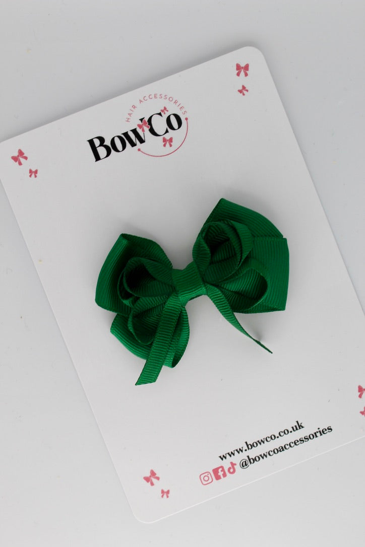 2.5 Inch Double Bow Clip - Forest Green