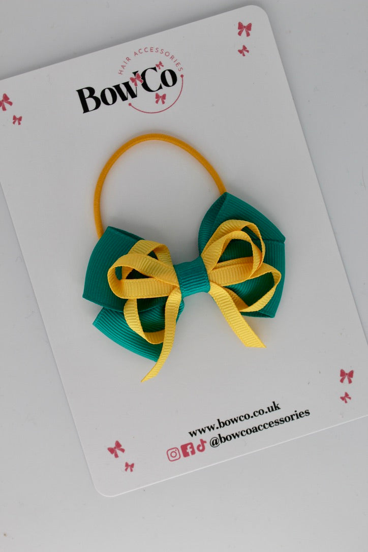 Jade Green and Yellow Gold - Double Bow - Elastic