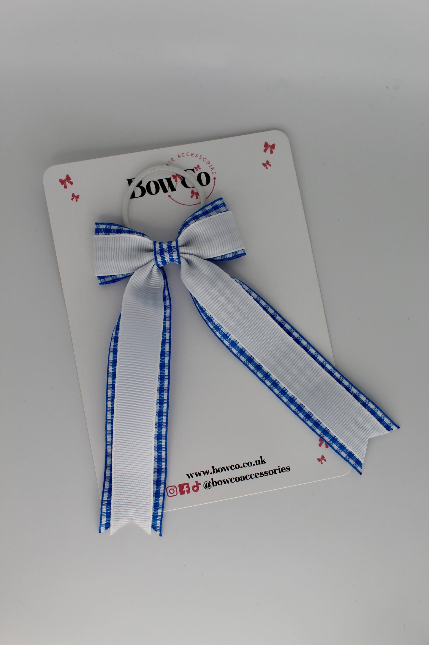 Tuxedo Tail Bow - Royal Blue Gingham - Elastic