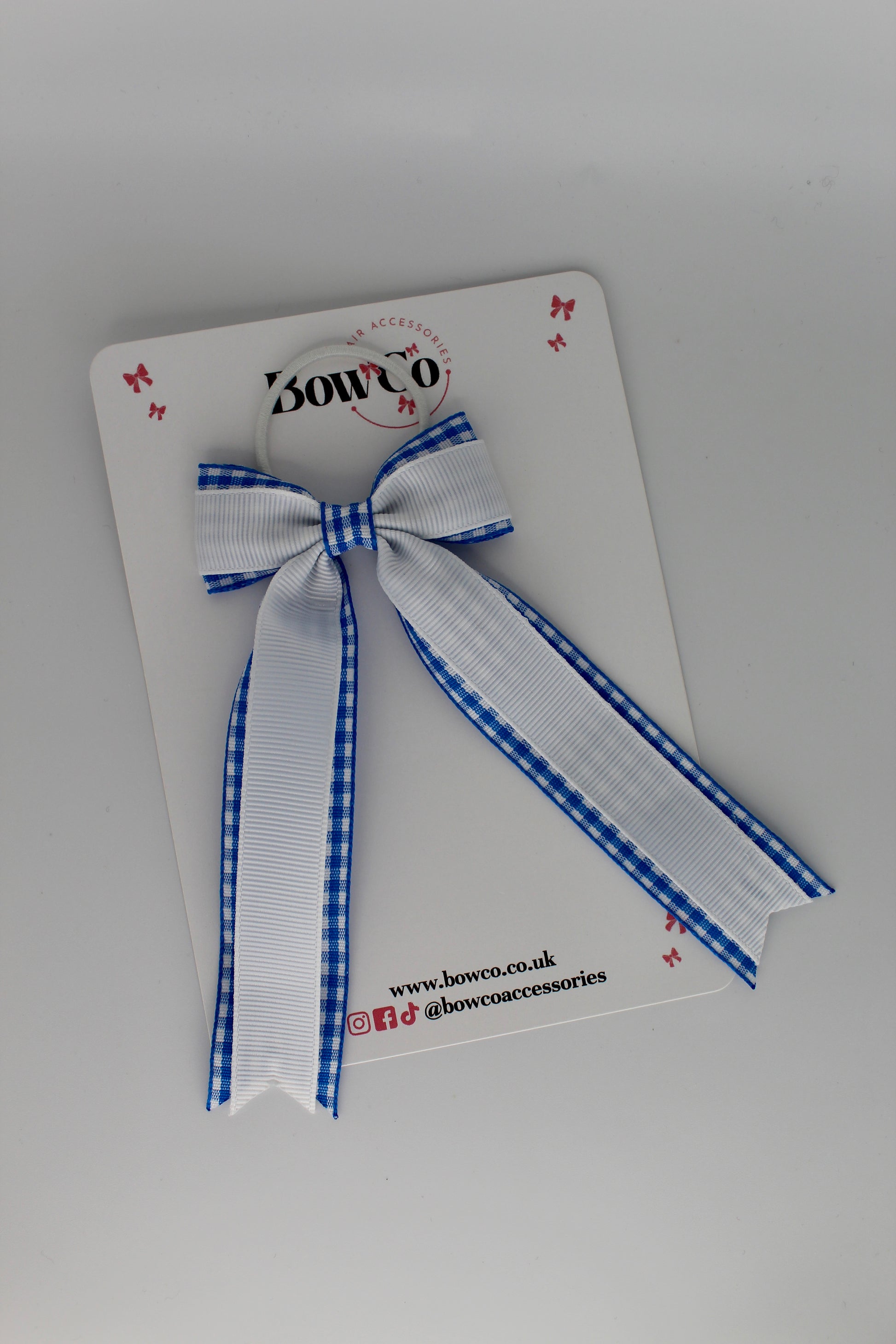 Tuxedo Tail Bow - Royal Blue Gingham - Elastic