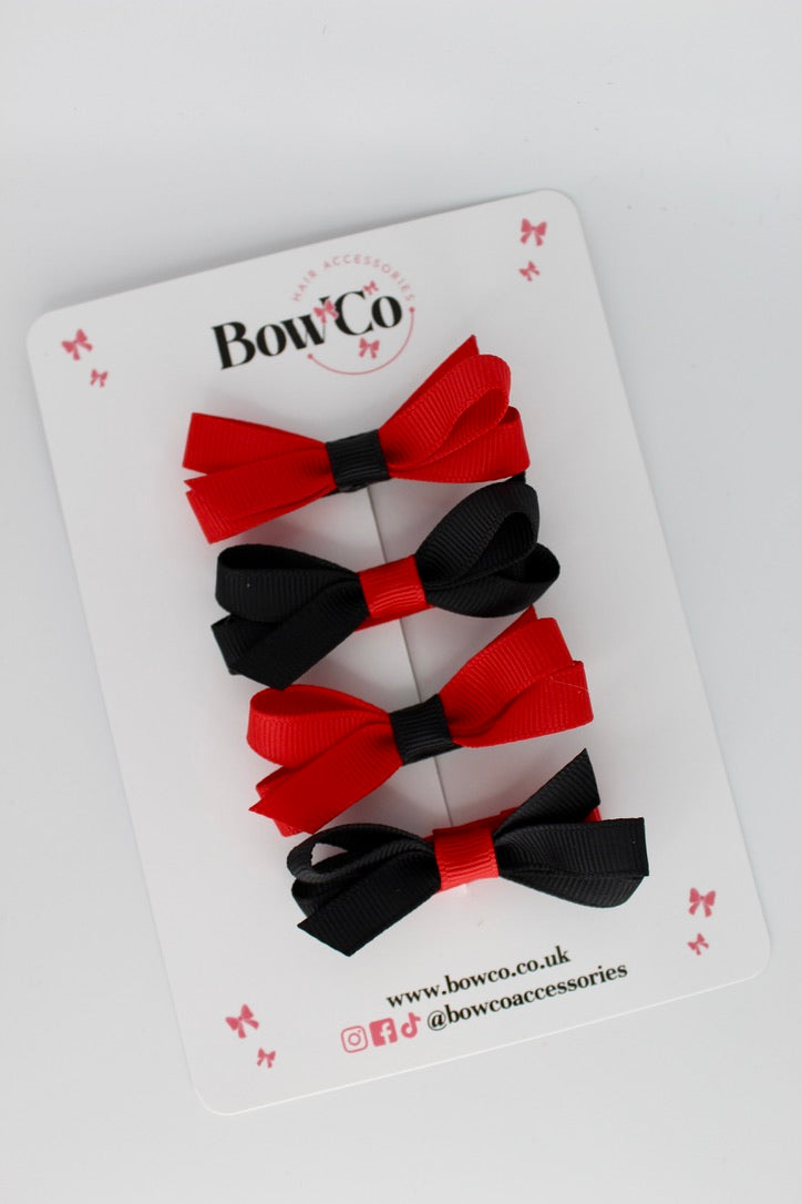 Ballerina Bows - Set of 4 - Clip - Red and Black