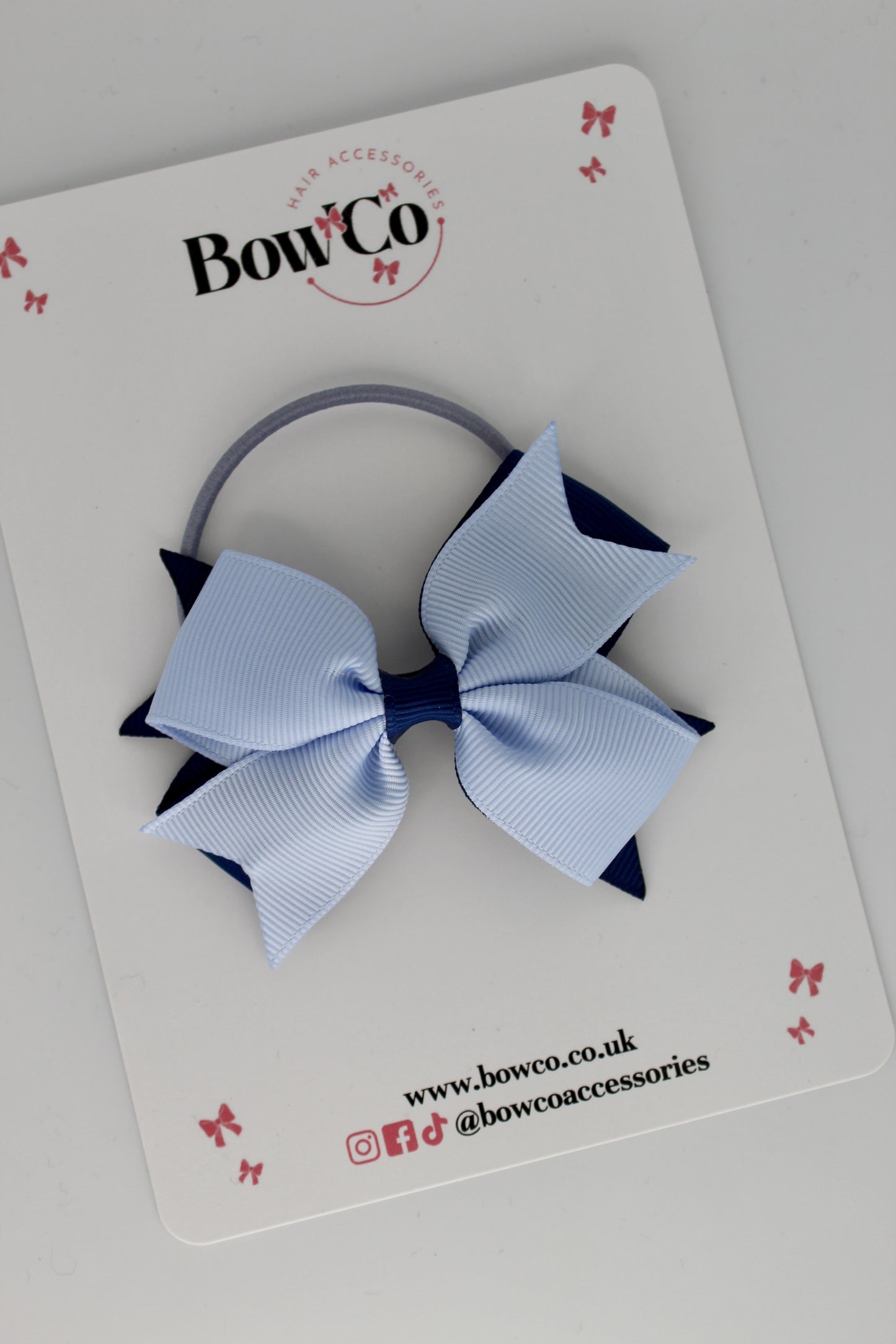 Navy and Bluebell - Layer Tail Bow - Elastic