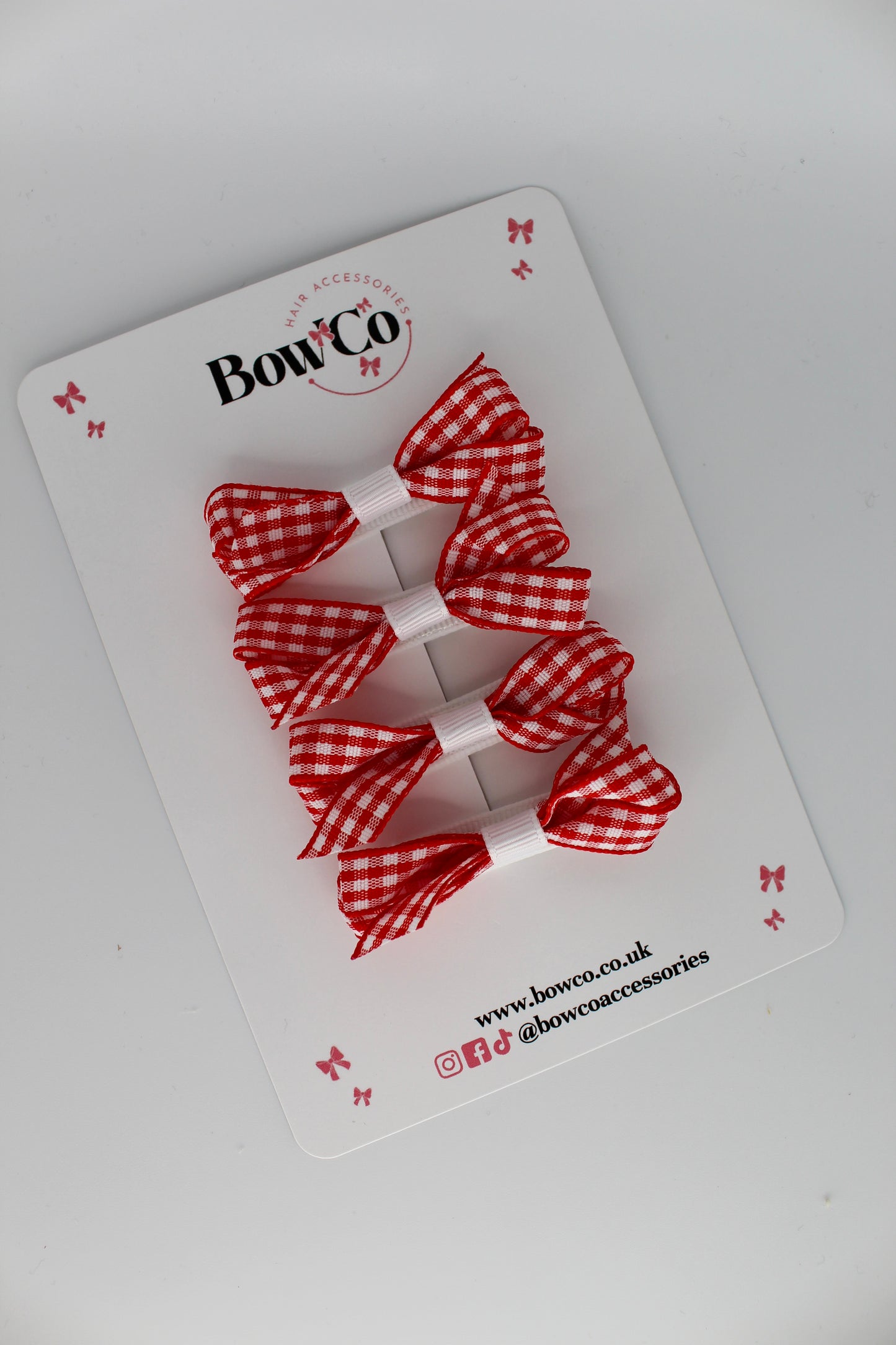Ballerina Bow Bundle Set of 4 - Red Gingham - Clip