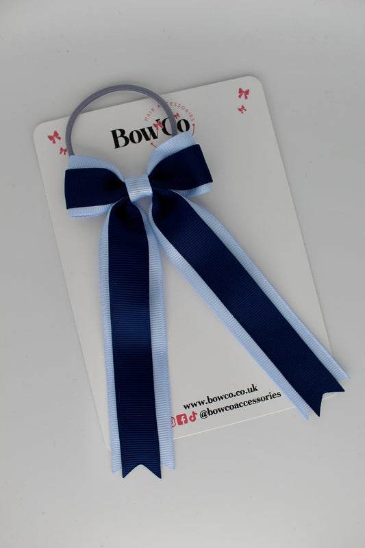 Tuxedo Tails Bow - Elastic - Navy Blue and Bluebell