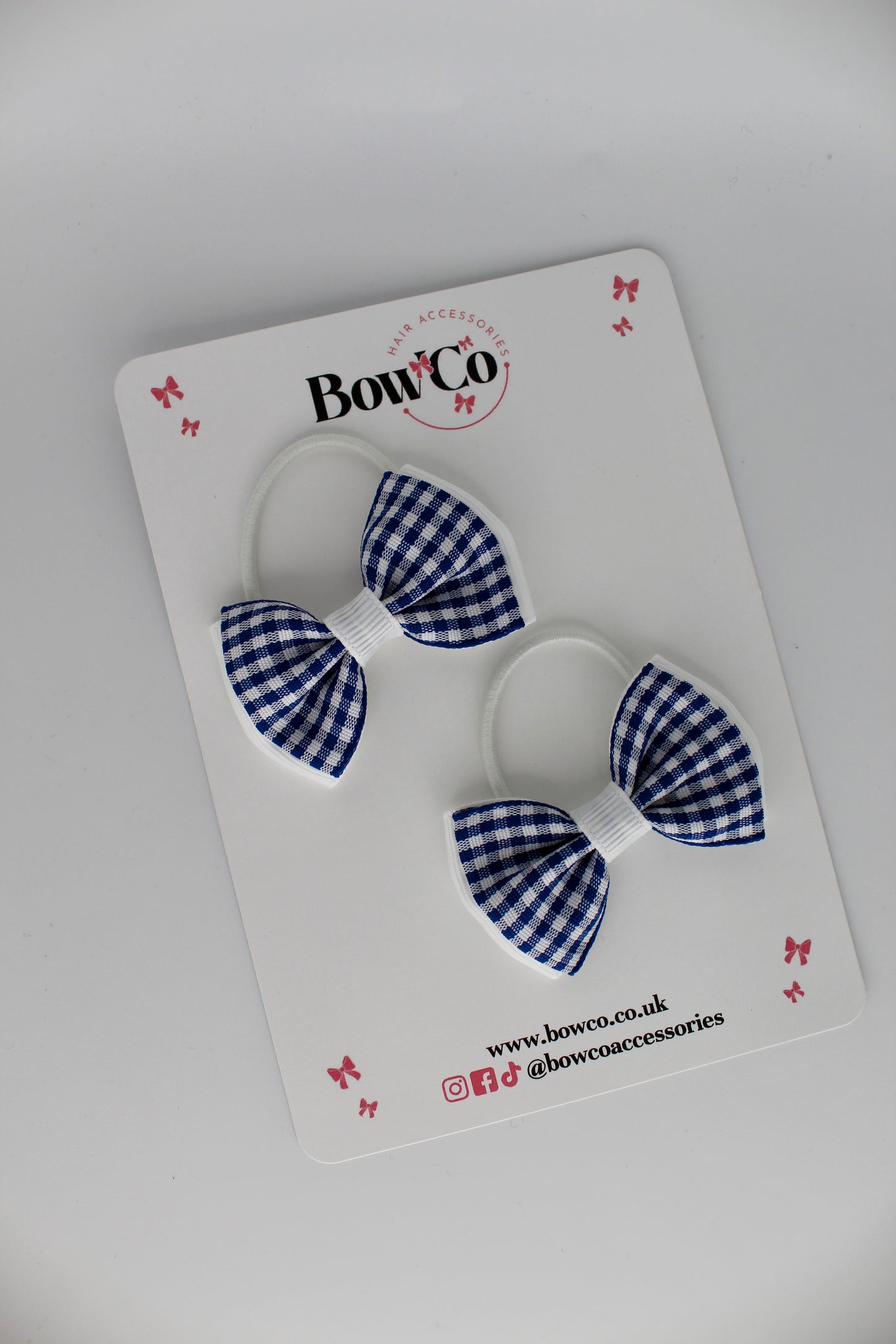 Double Lapel Bow Set - Navy Blue Gingham
