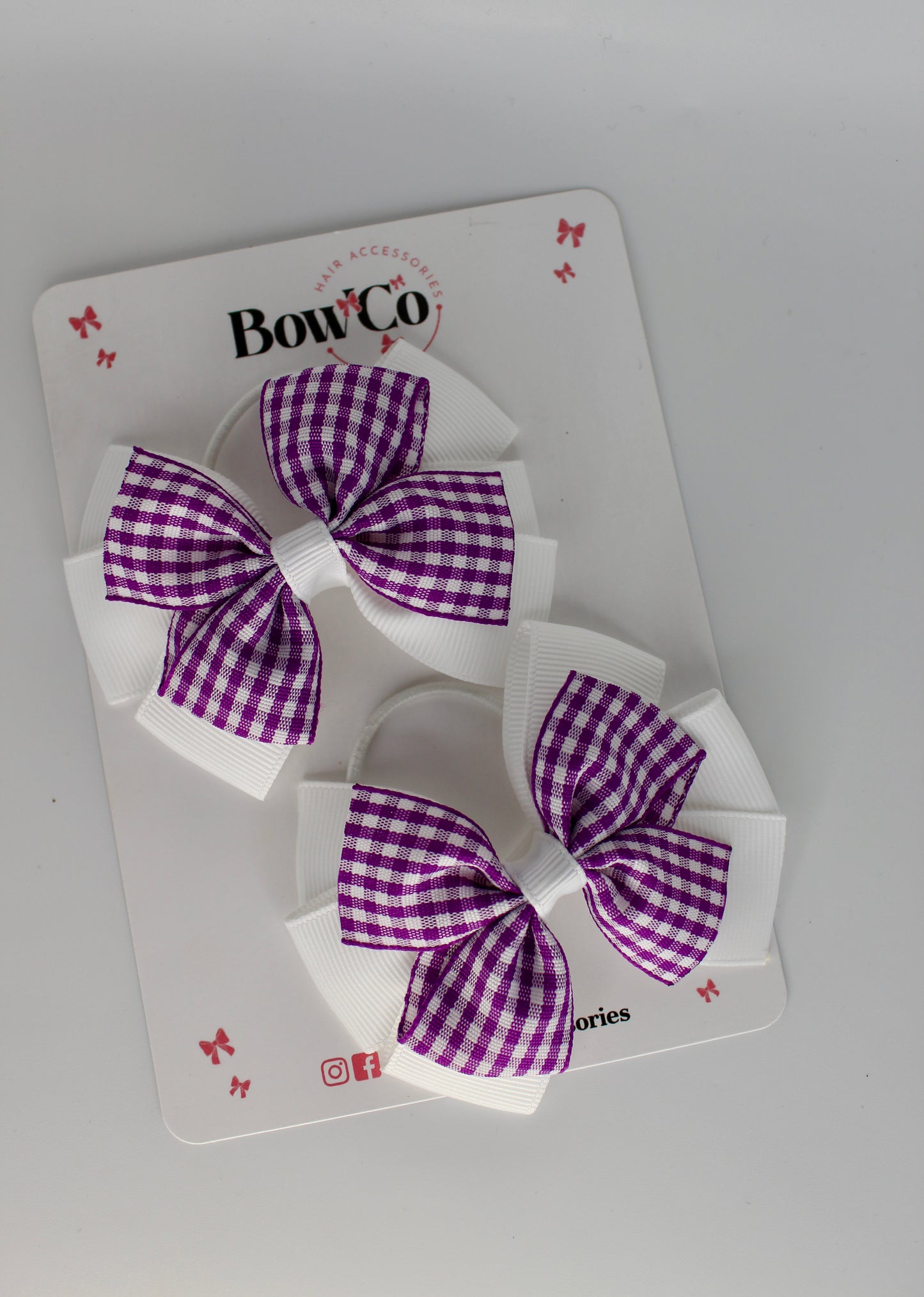 School Bows Purple and White Gingham Pinwheel Set