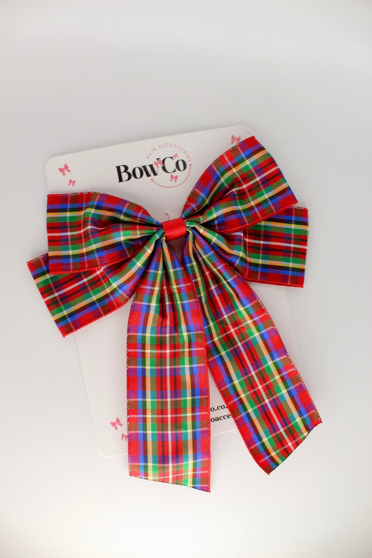 Classic Red Tartan Tail XL Bow - 6 Inches