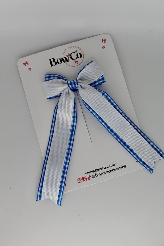 Tuxedo Tail Bow - Royal Blue Gingham - Clip