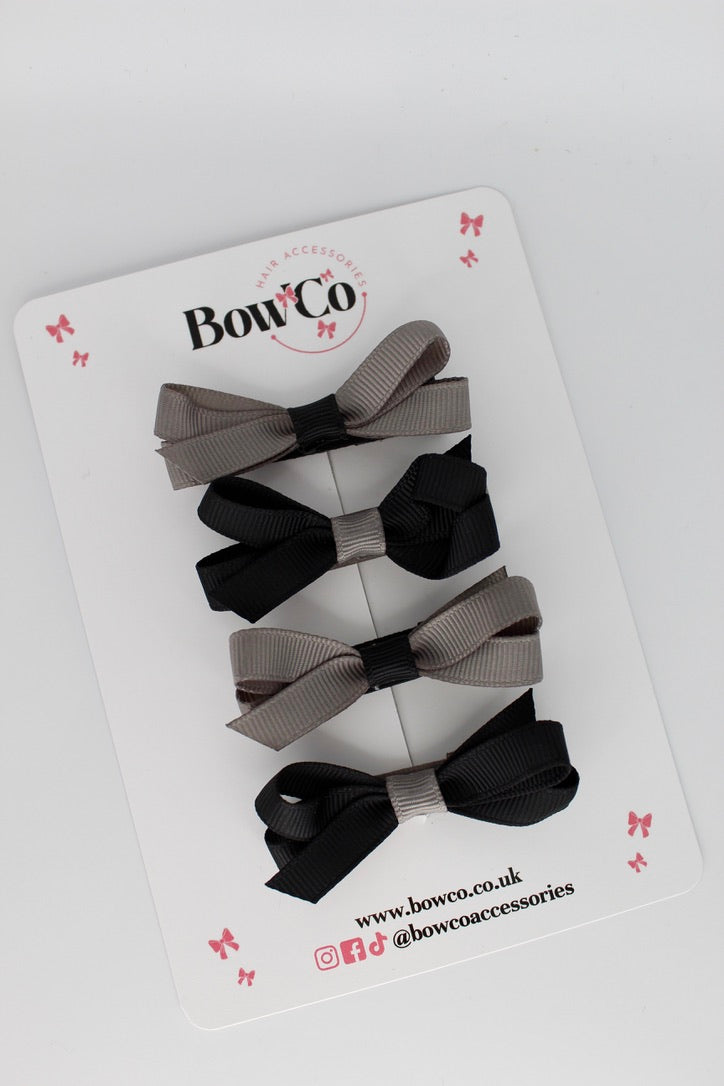 Ballerina Bows - Set of 4 - Clip - Black and Metal Grey