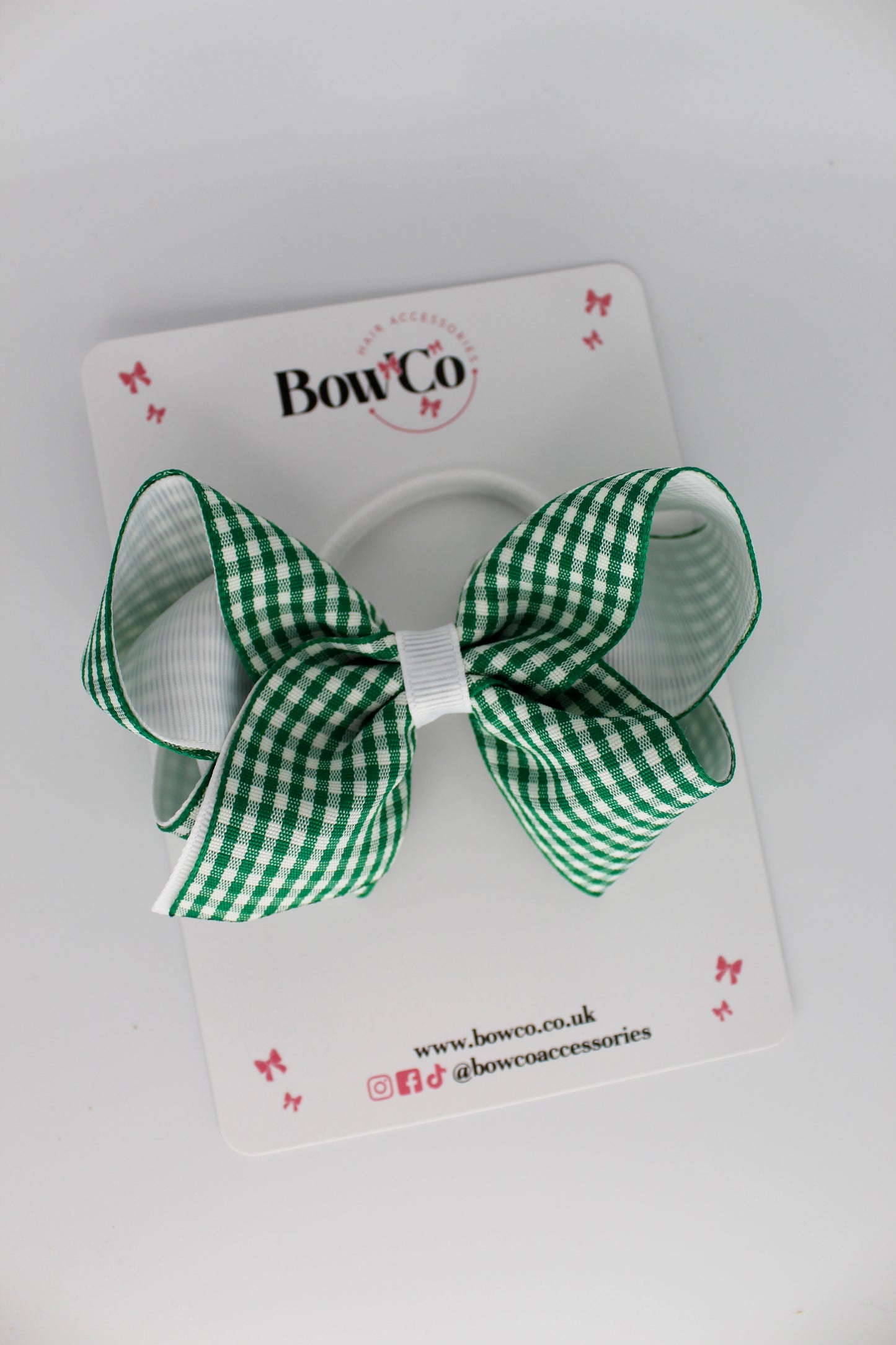 Loop Bow - Green Gingham - Elastic