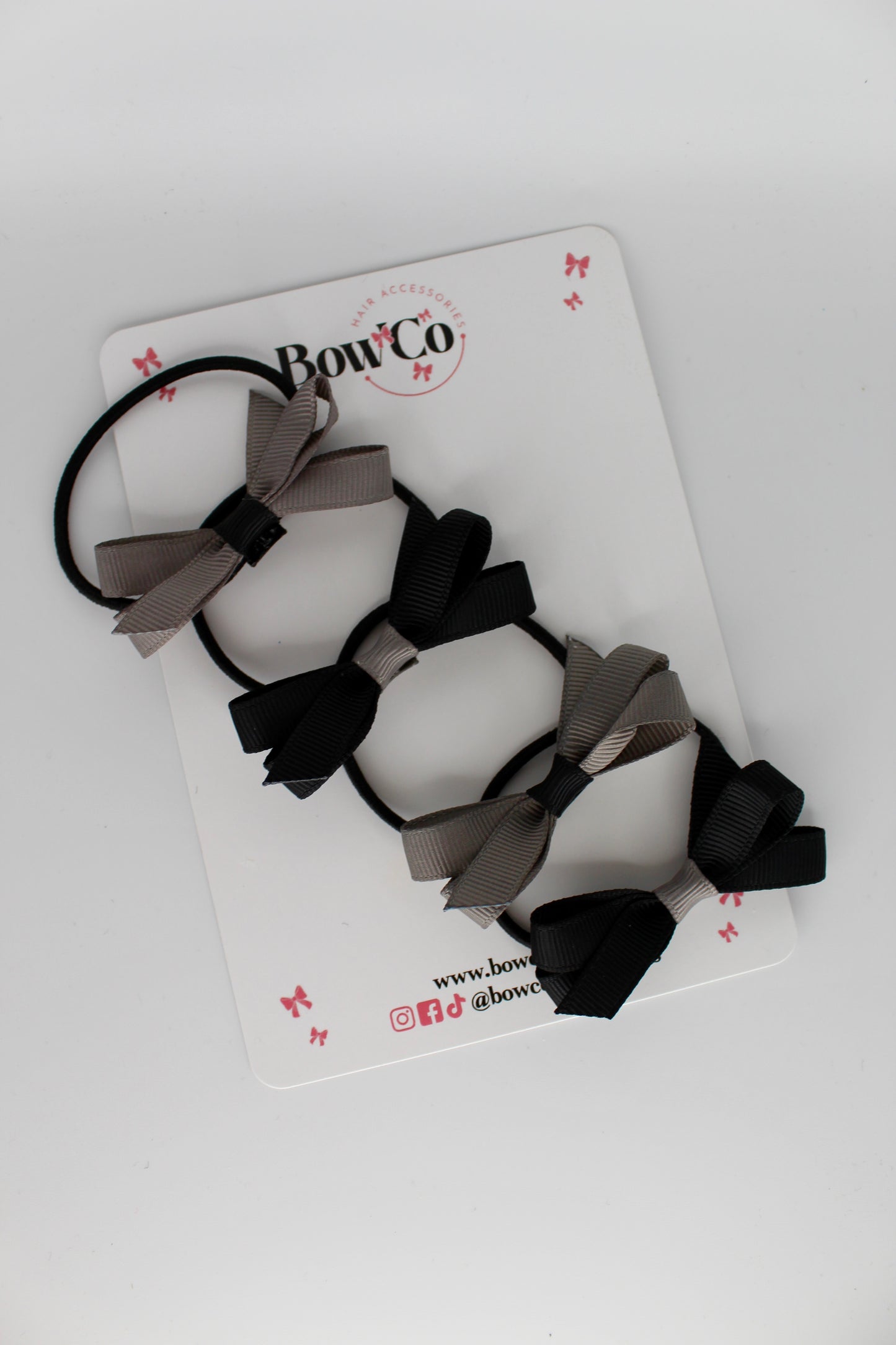 Ballerina Bows - Set of 4 - Elastic - Black and Metal Grey