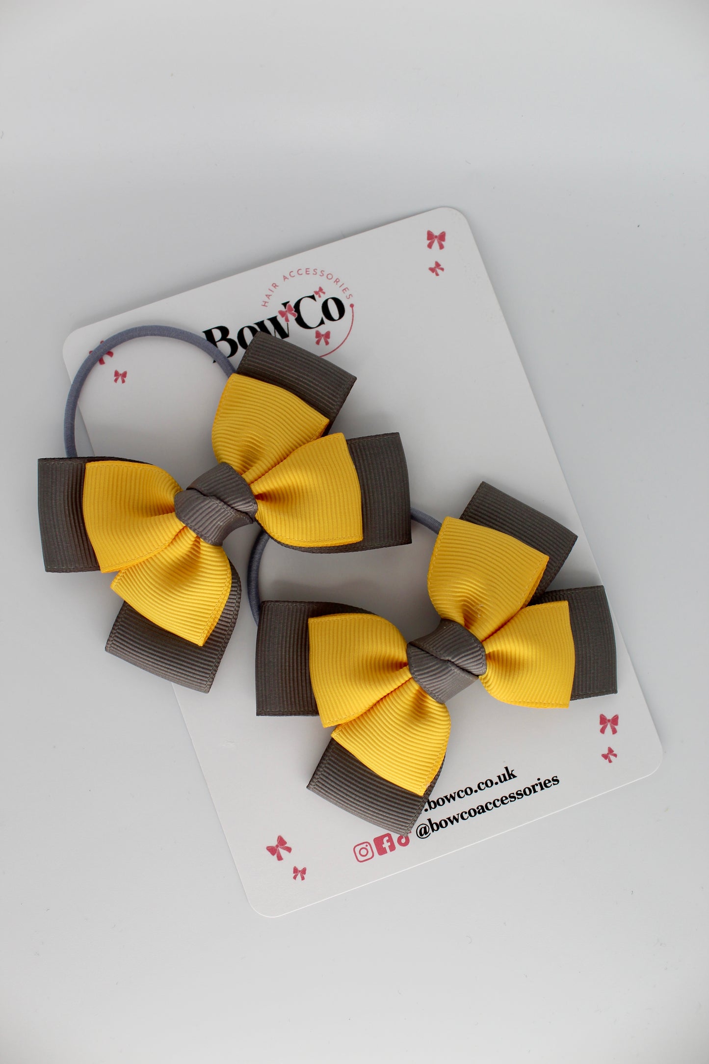 Layer Bow Set - Elastic - Metal Grey and Yellow Gold