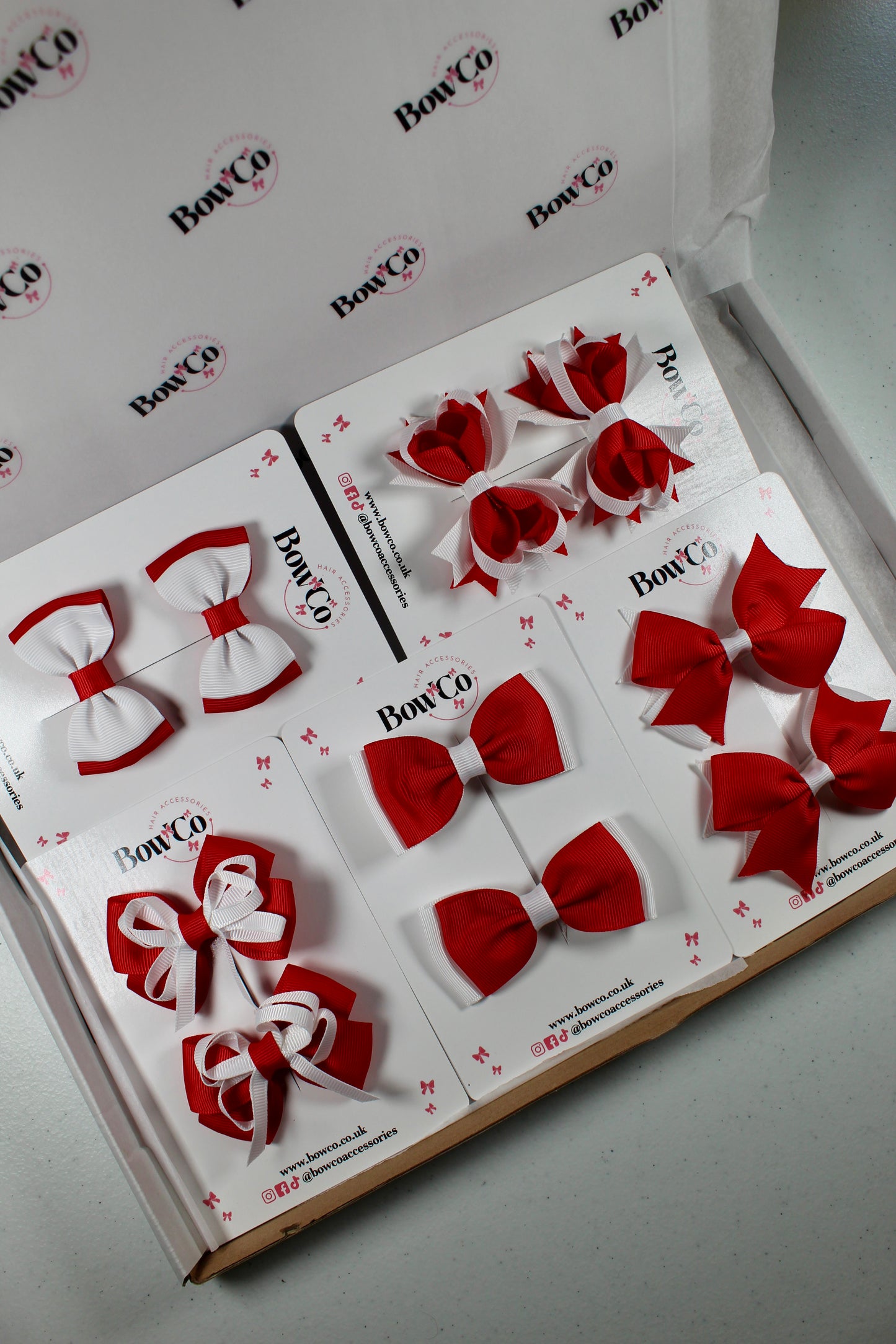 Red & White School Bow Bundle (Small/Medium) - Clip