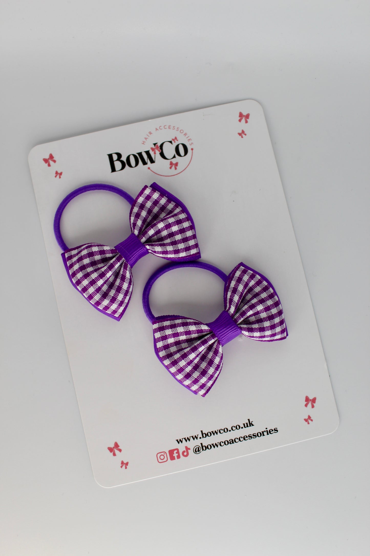 School Bow Purple Gingham Double Lapel Set - Elastic
