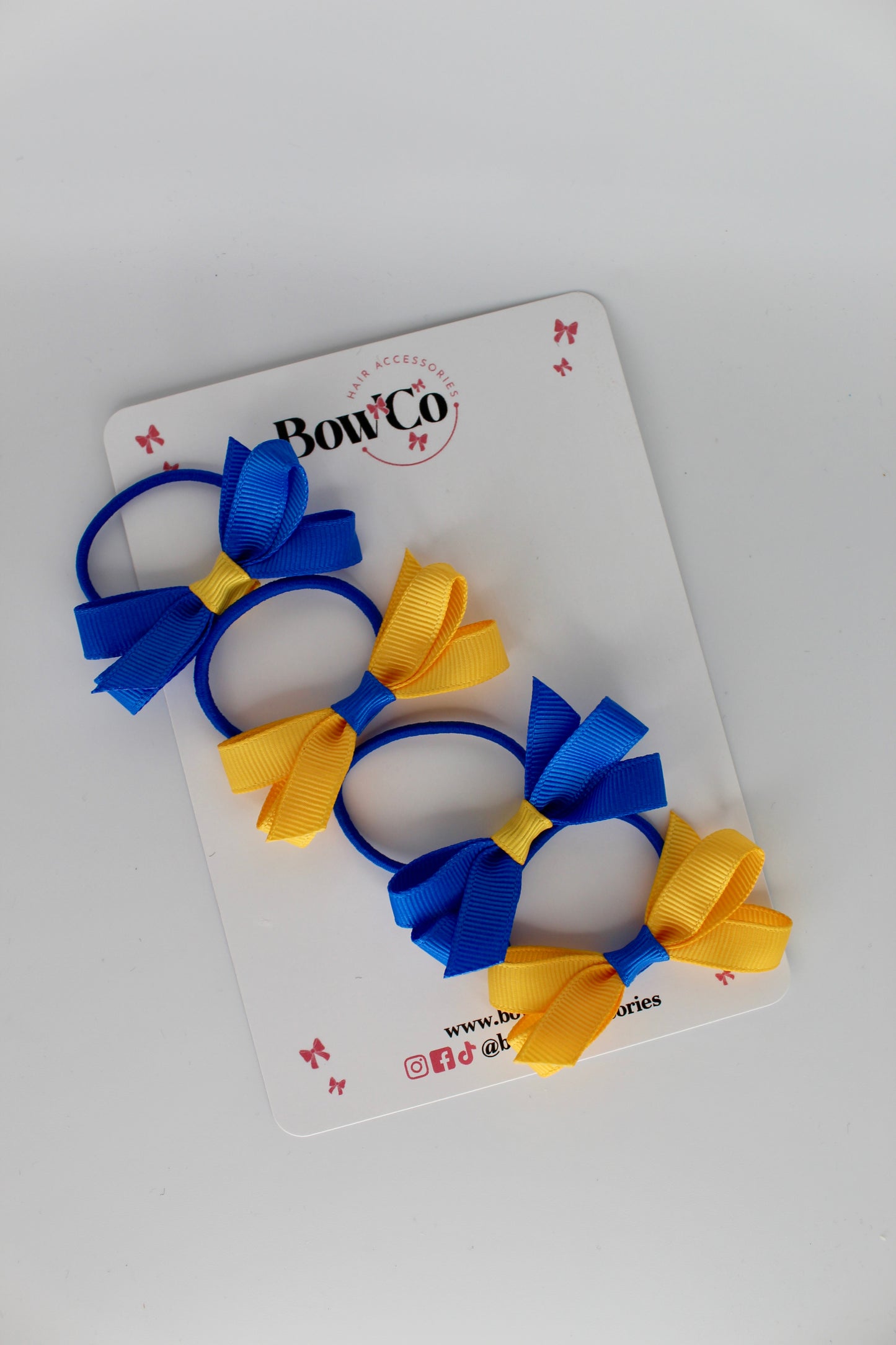 Ballerina Bows - Set of 4 - Elastic - Royal Blue and Yellow Gold