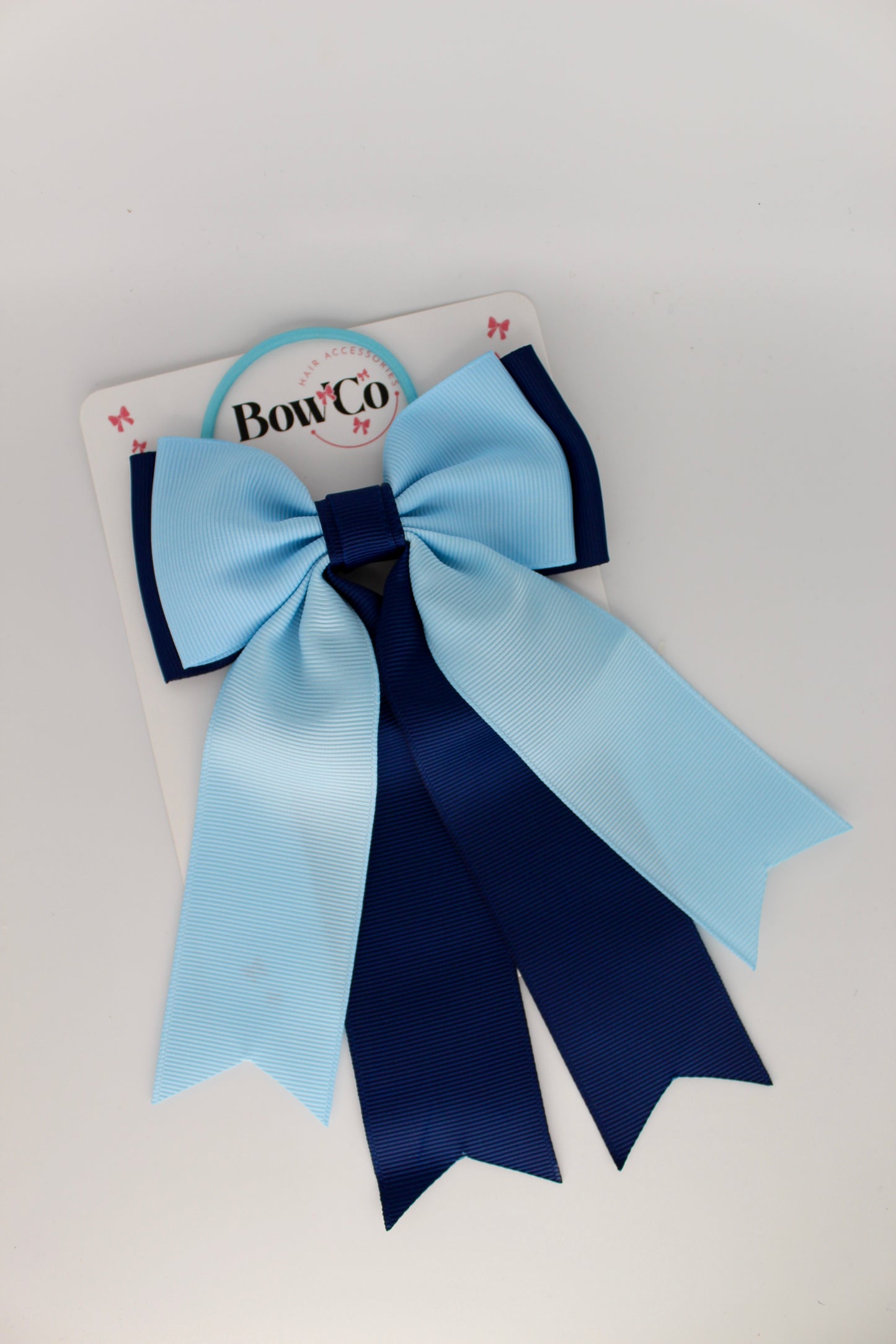 Classic Tail Bow - Elastic - Navy Blue and Blue Topaz