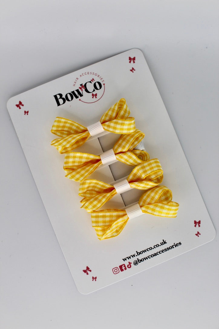 School Yellow Gingham Ballerina Bow Set of 4 - Clip