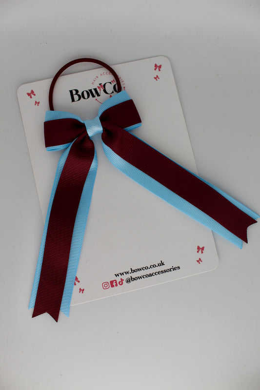 Tuxedo Tails Bow - Elastic - Burgundy and Blue Topaz