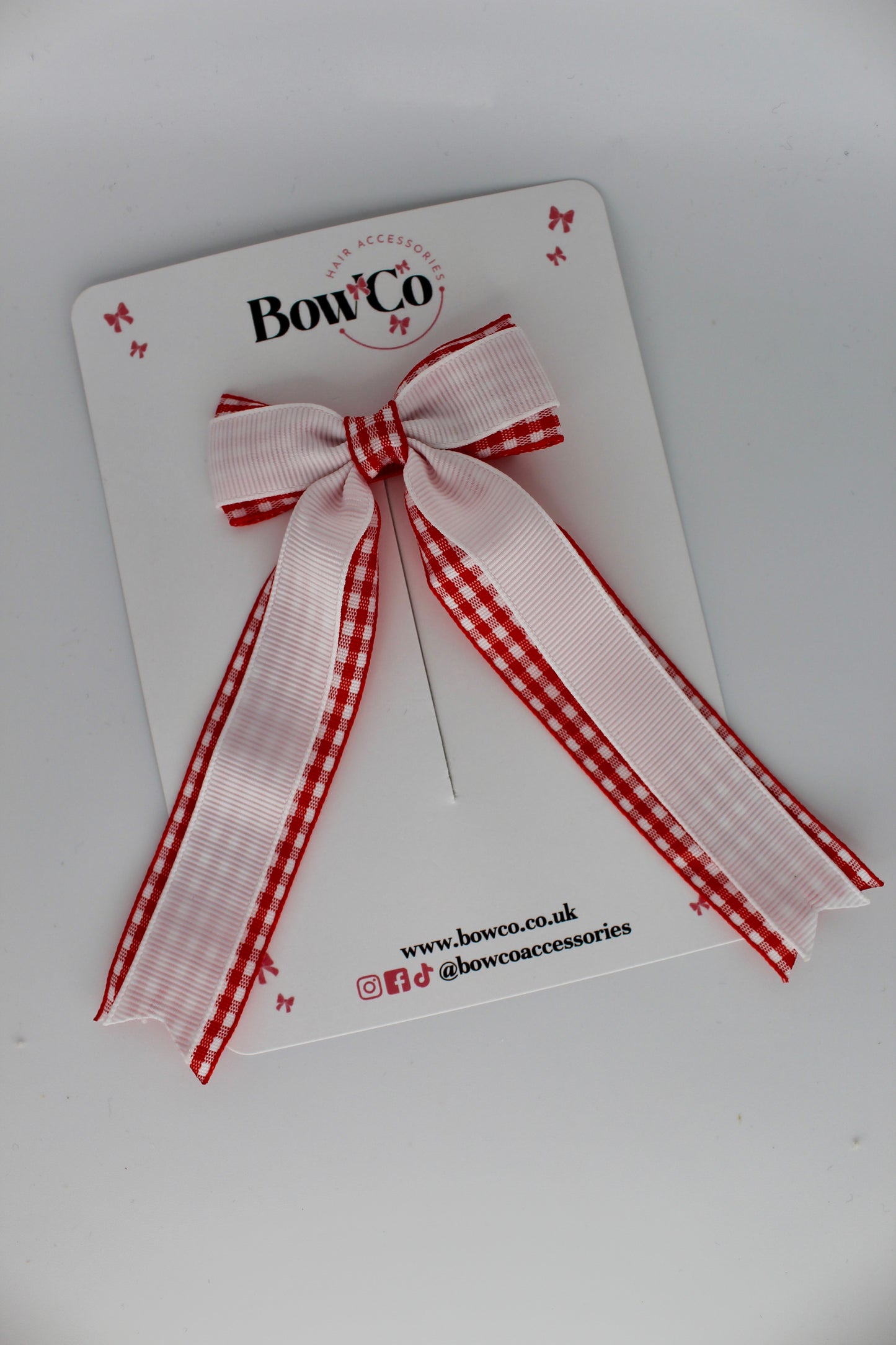 Tuxedo Tail Bow - Red Gingham - Clip