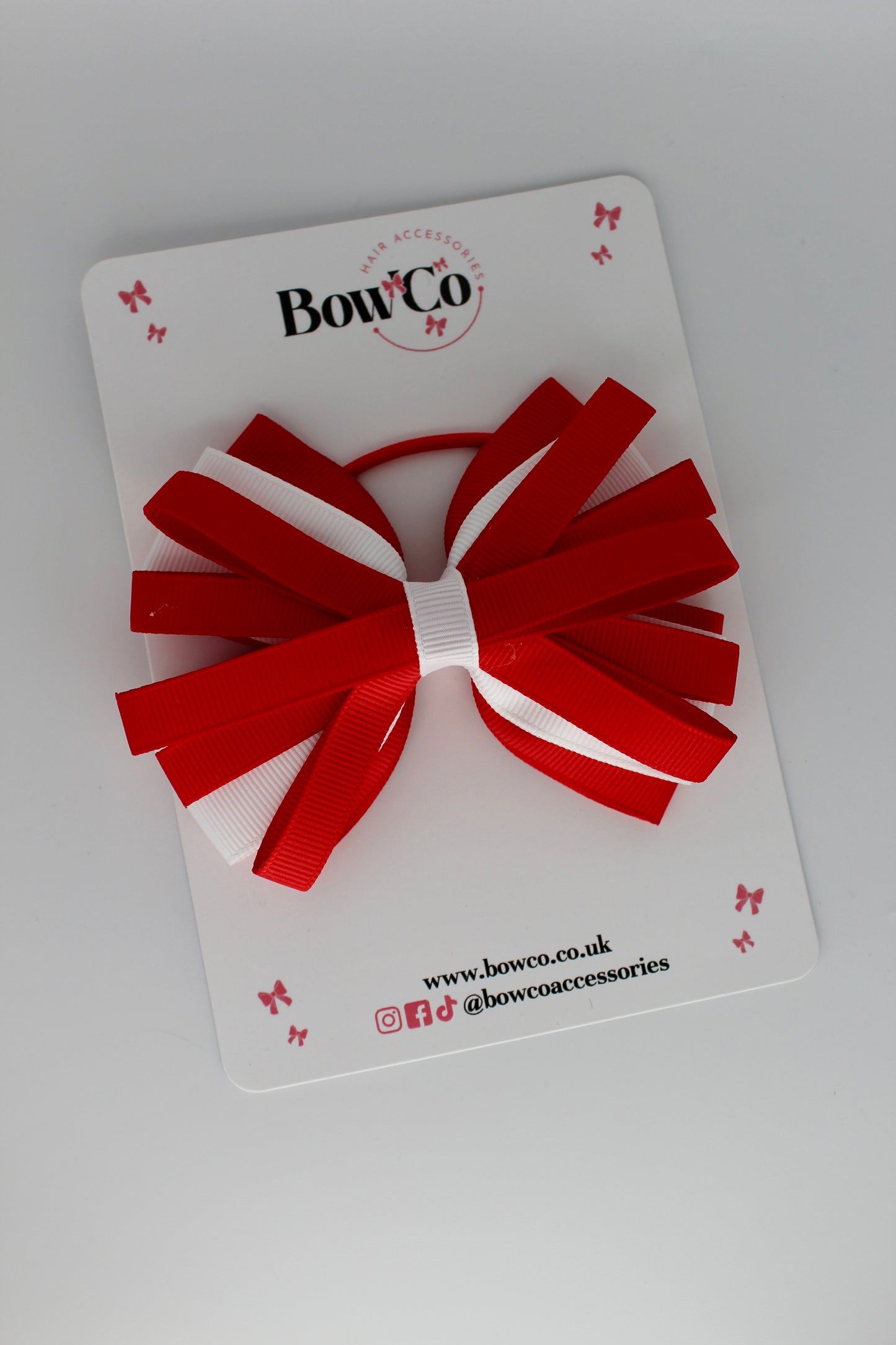 Spiral Bow - Elastic - Red and White