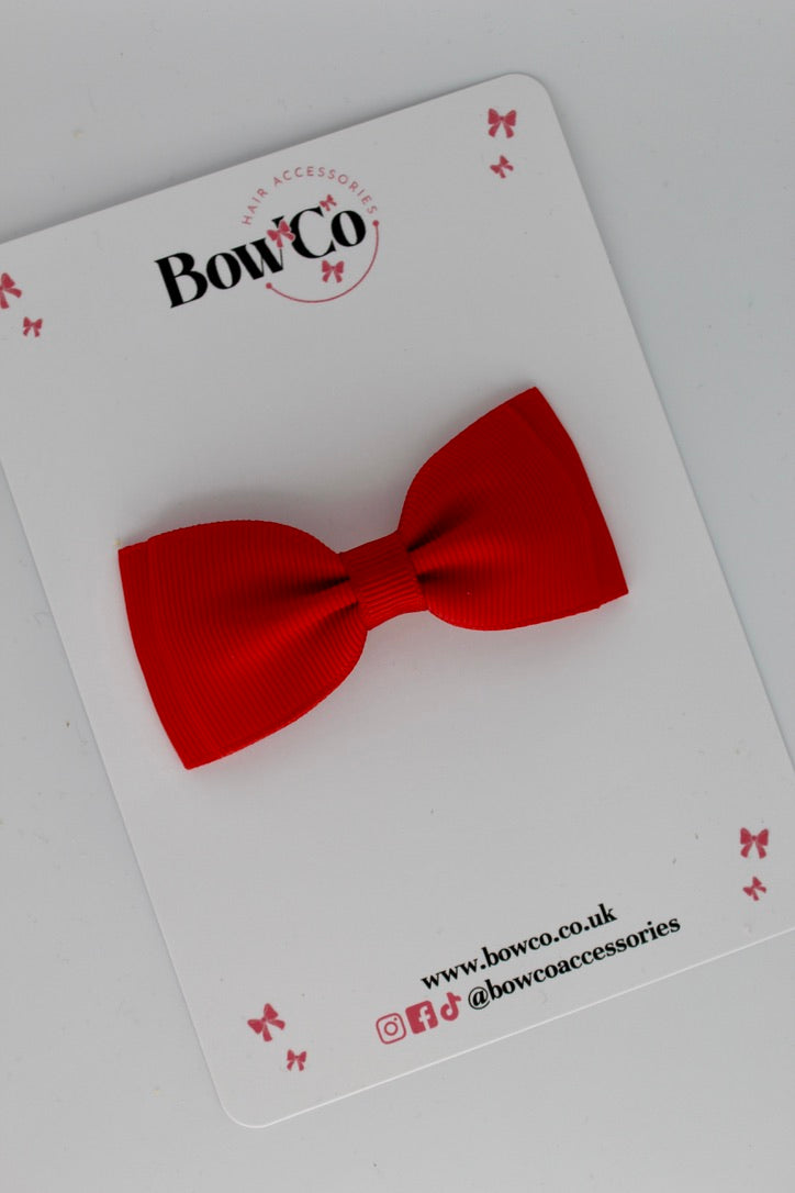 Double Lapel Bow - Red - Clip