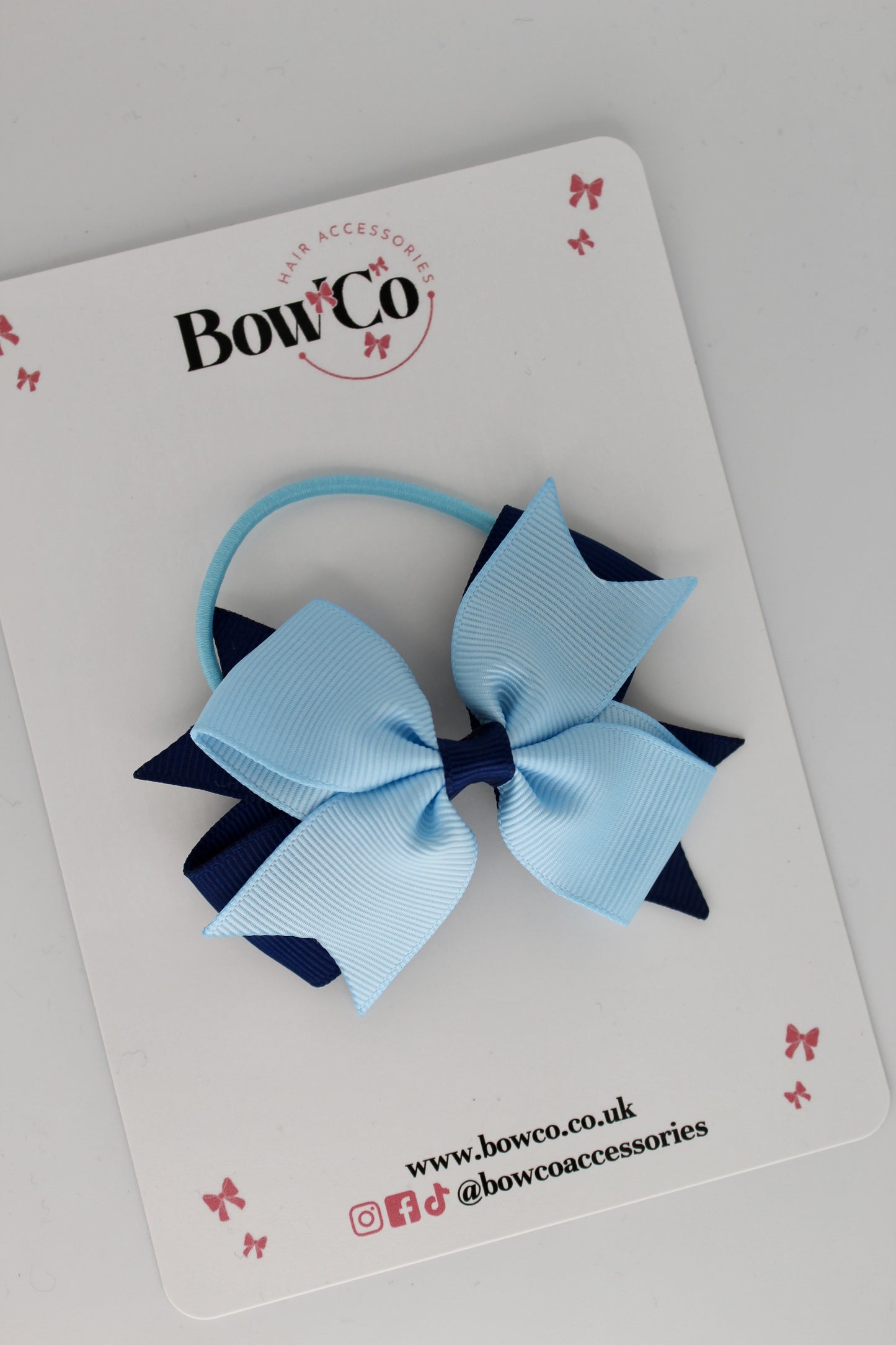 Navy and Blue Topaz - Layer Tail Bow - Elastic