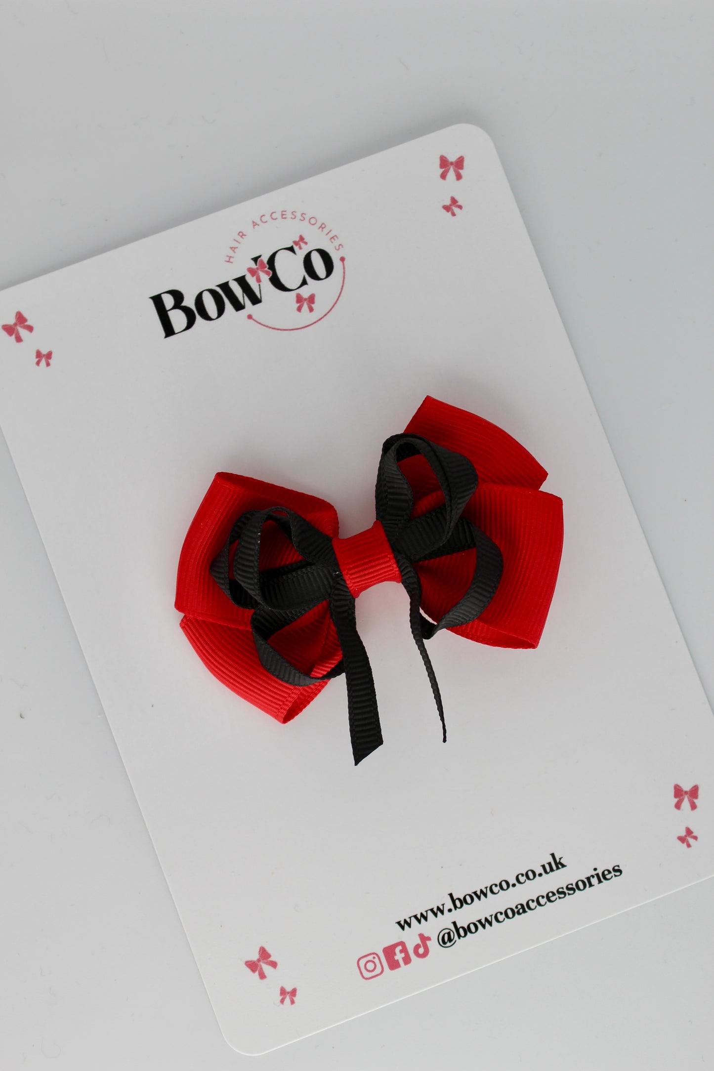 Red and Black - Double Bow - Clip
