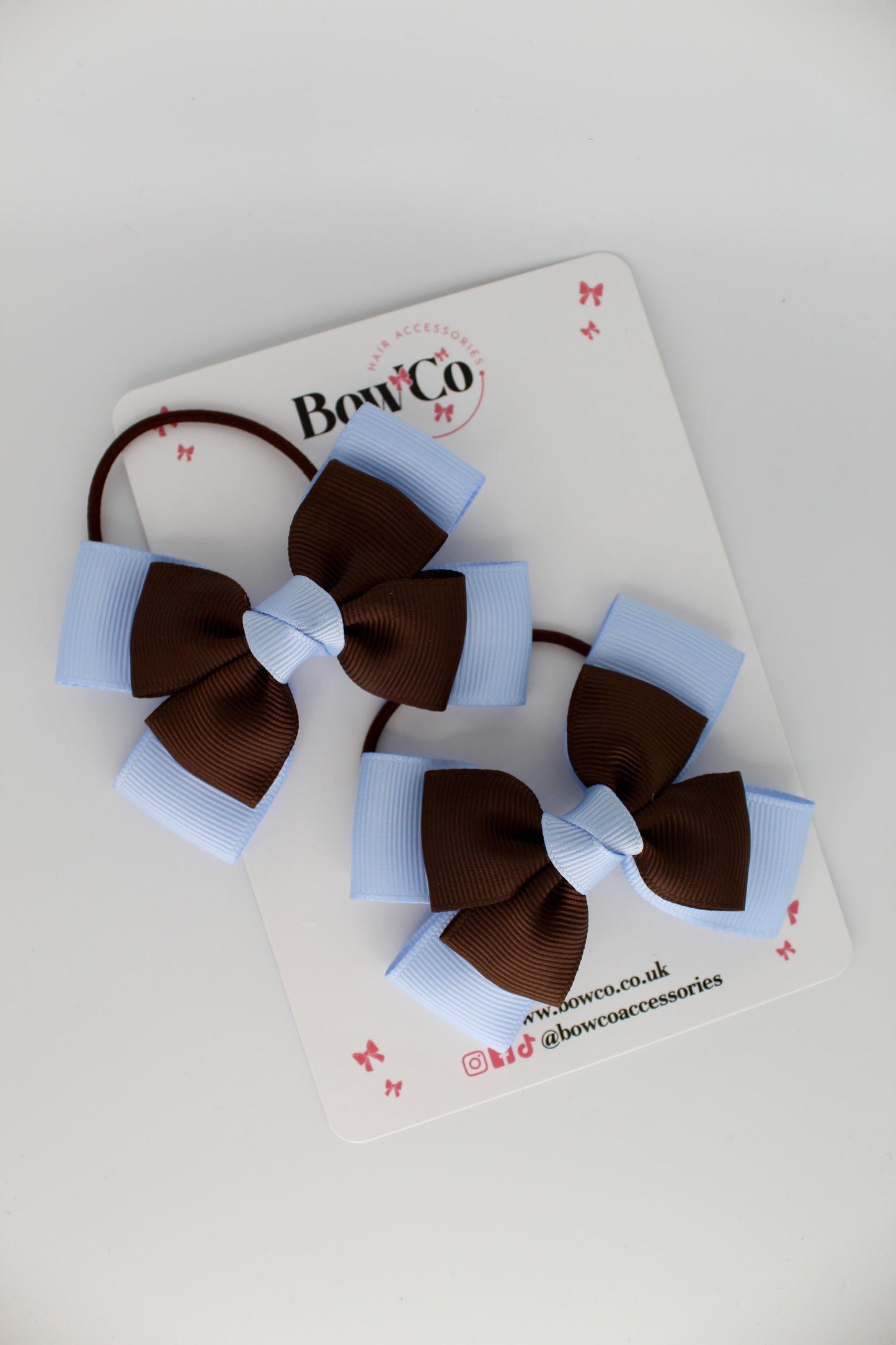 Layer Bow Set - Elastic - Bluebell and Brown