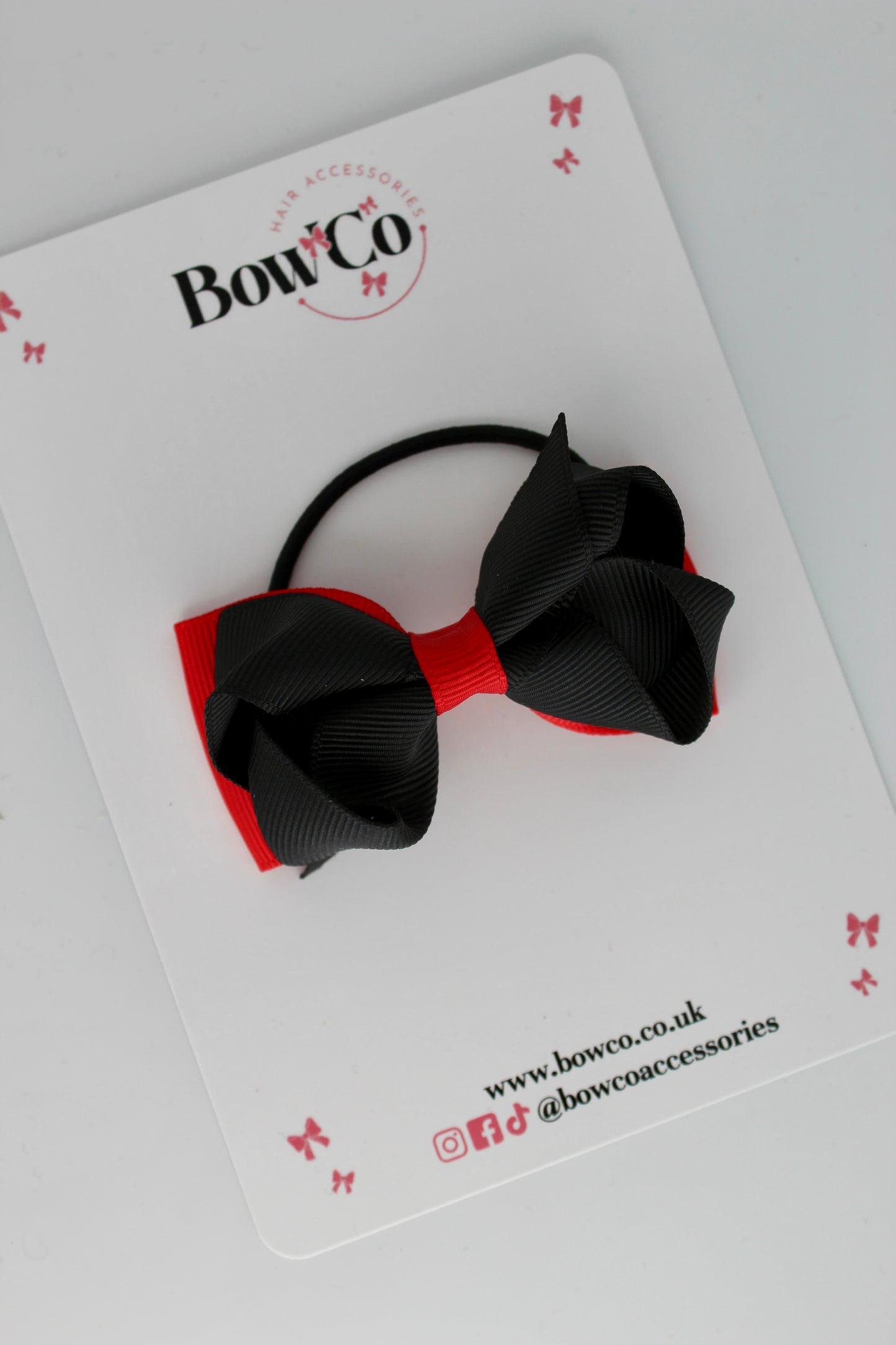 Red and Black - Ruffle Bow - Elastic